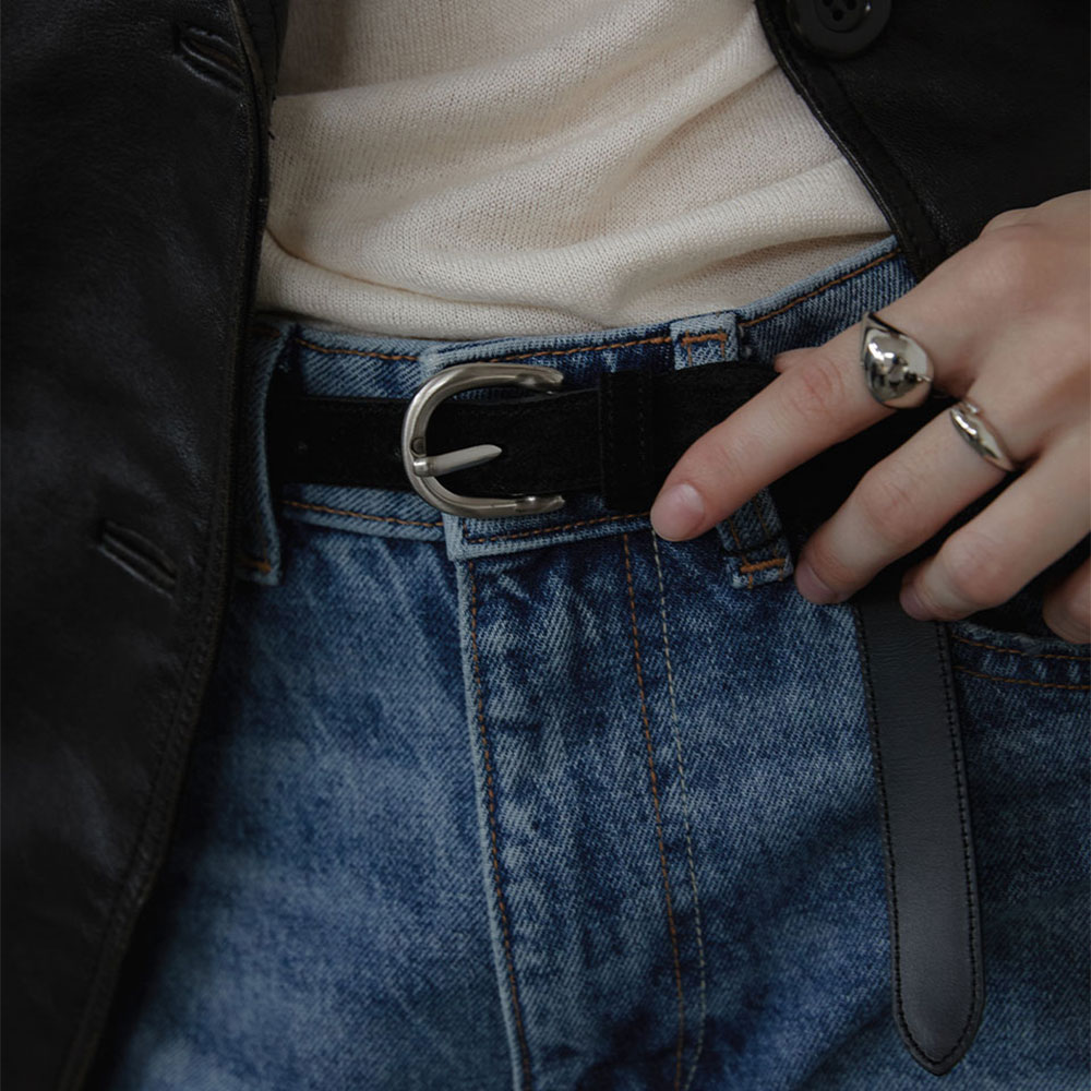 러브미몬스터 슬림 스웨이드 벨트 블랙(lovememonster Slim Suede Belt Black) - 2