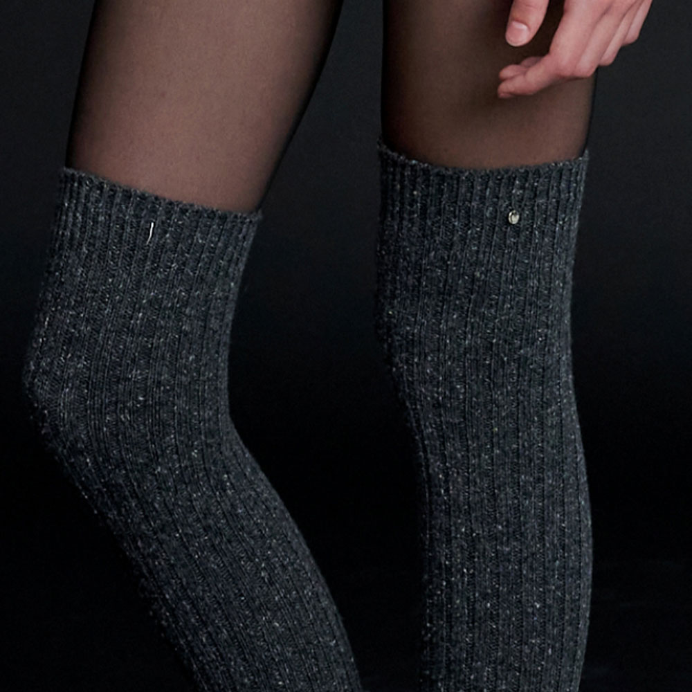 러브미몬스터 리브드 울 오버니 삭스 챠콜(lovememonster Ribbed Wool Over Knee Socks Charcoal) - 4
