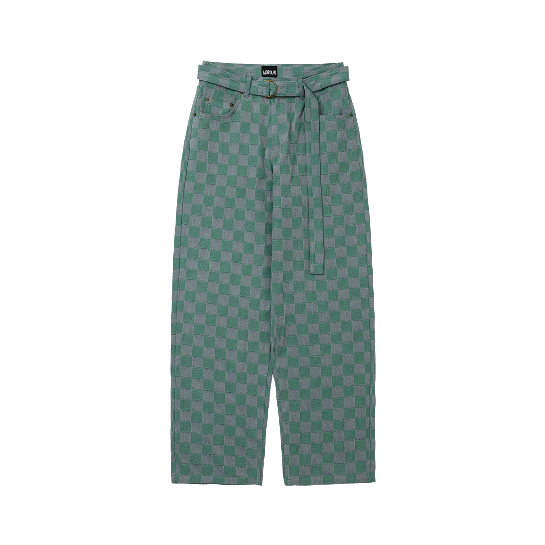 AJ234PT006MT AJOBYAJO Checkerboard Denim Pants Mint