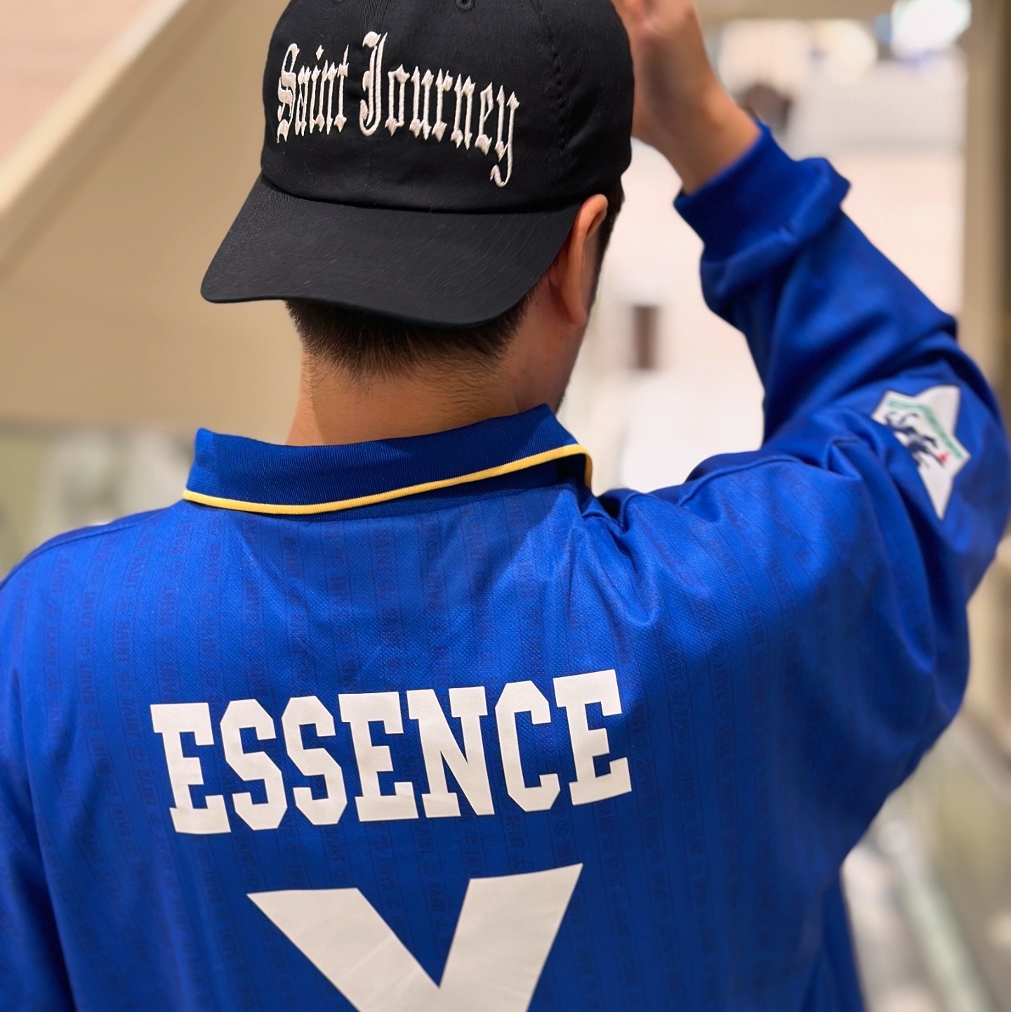 Saint Mxxxxxx x Public Enemy SNT Enemy Game Shirt Blue, Saint Mxxxxxx Track Pants Side Tape Black - 24SS 착용 스타일 - 2