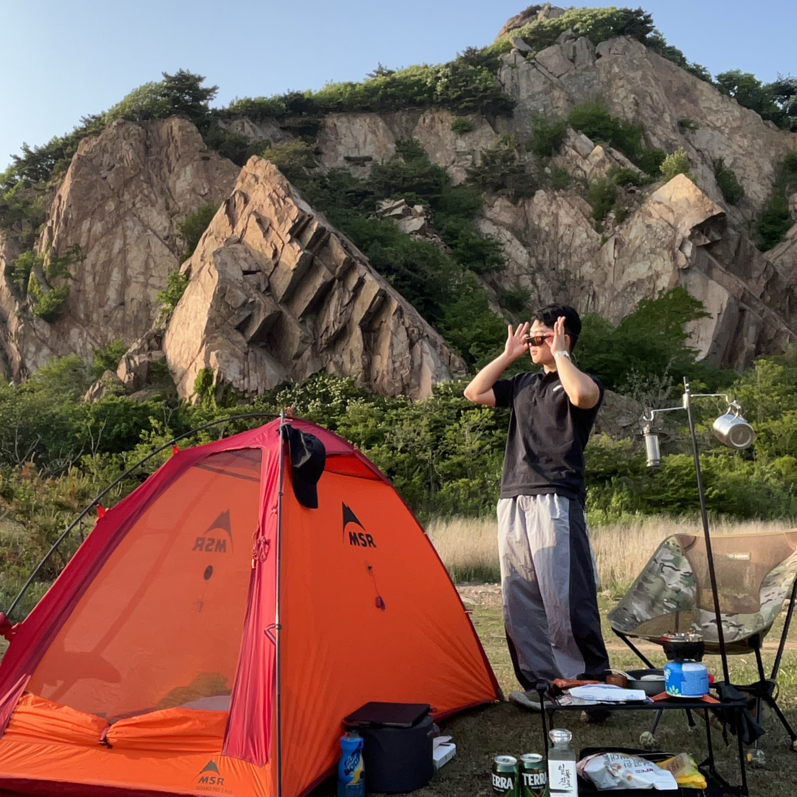 MSR Advance Pro 2 Plus, Helinox Chair One Multicam 착용 스타일