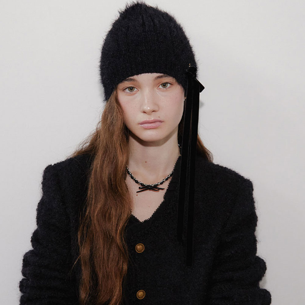 러브미몬스터 프리티 엔젤 리본 비니 블랙(lovememonster Pretty Angel Ribbon Beanie Black) - 5
