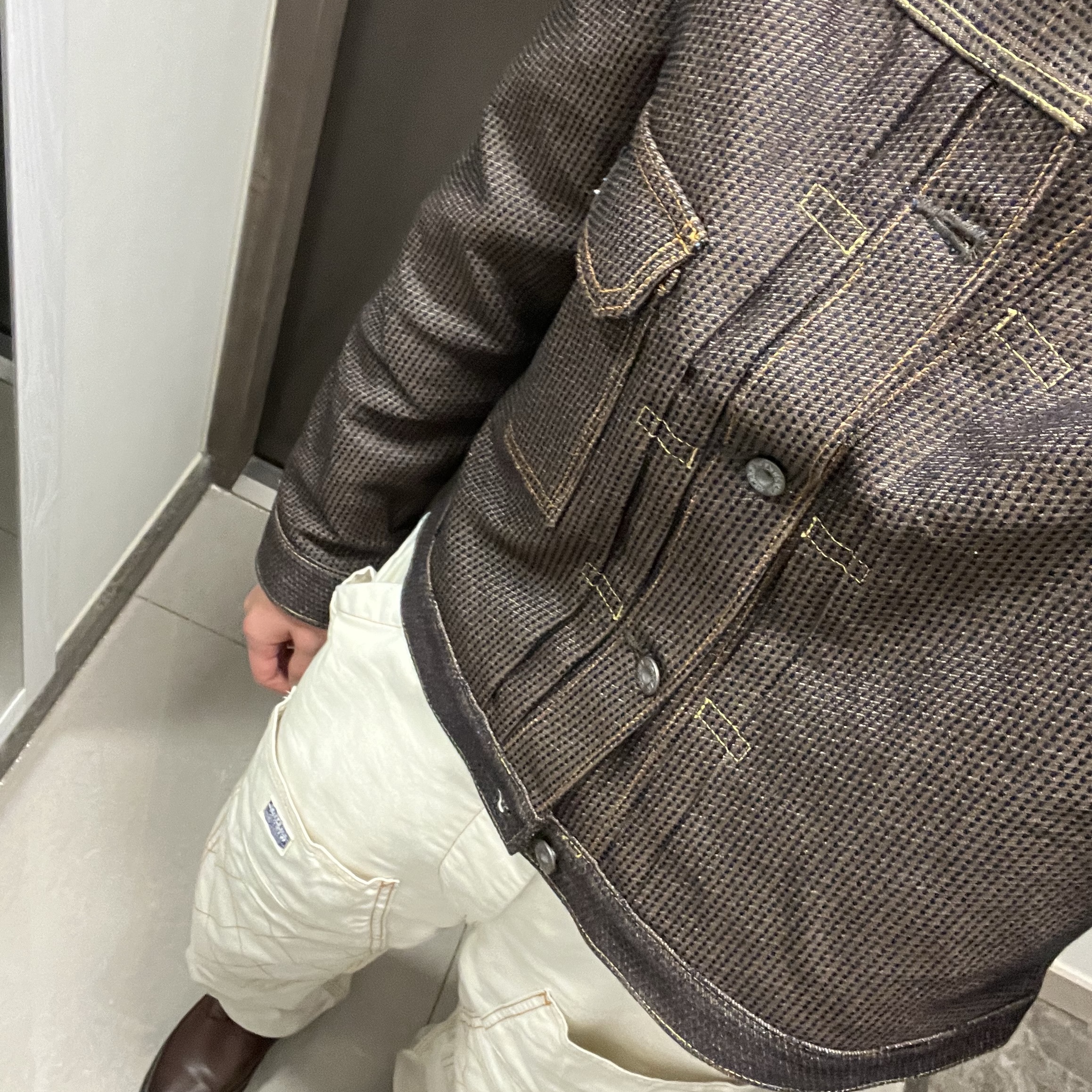 Kapital Century Denim 1st Jacket N5S Brown, Kapital Thin Canvas Lumbar Pants Kinari 착용 스타일 - 2
