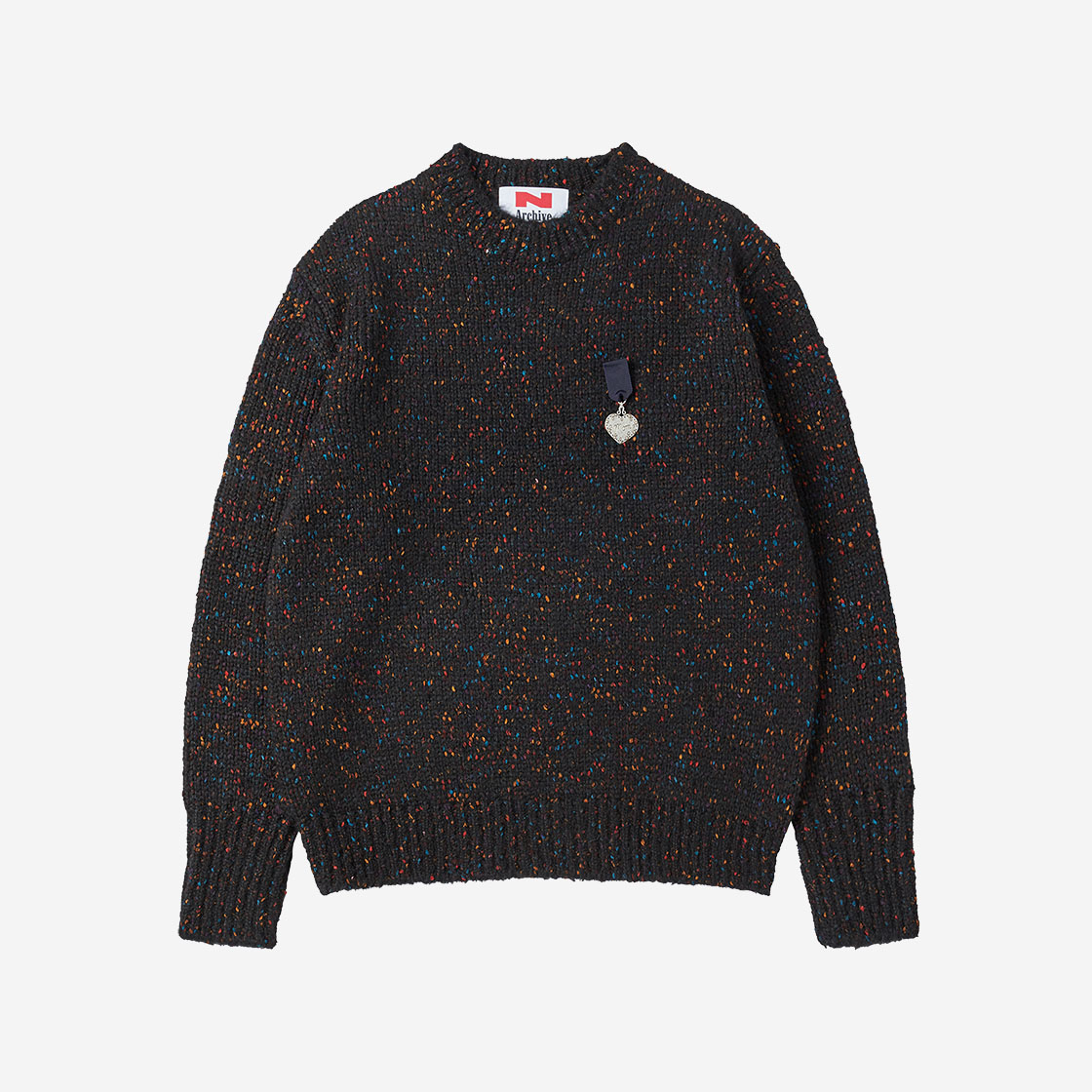 엔 아카이브 러브 맘 배지 헤비게이지 울 블렌디드 니트 블랙