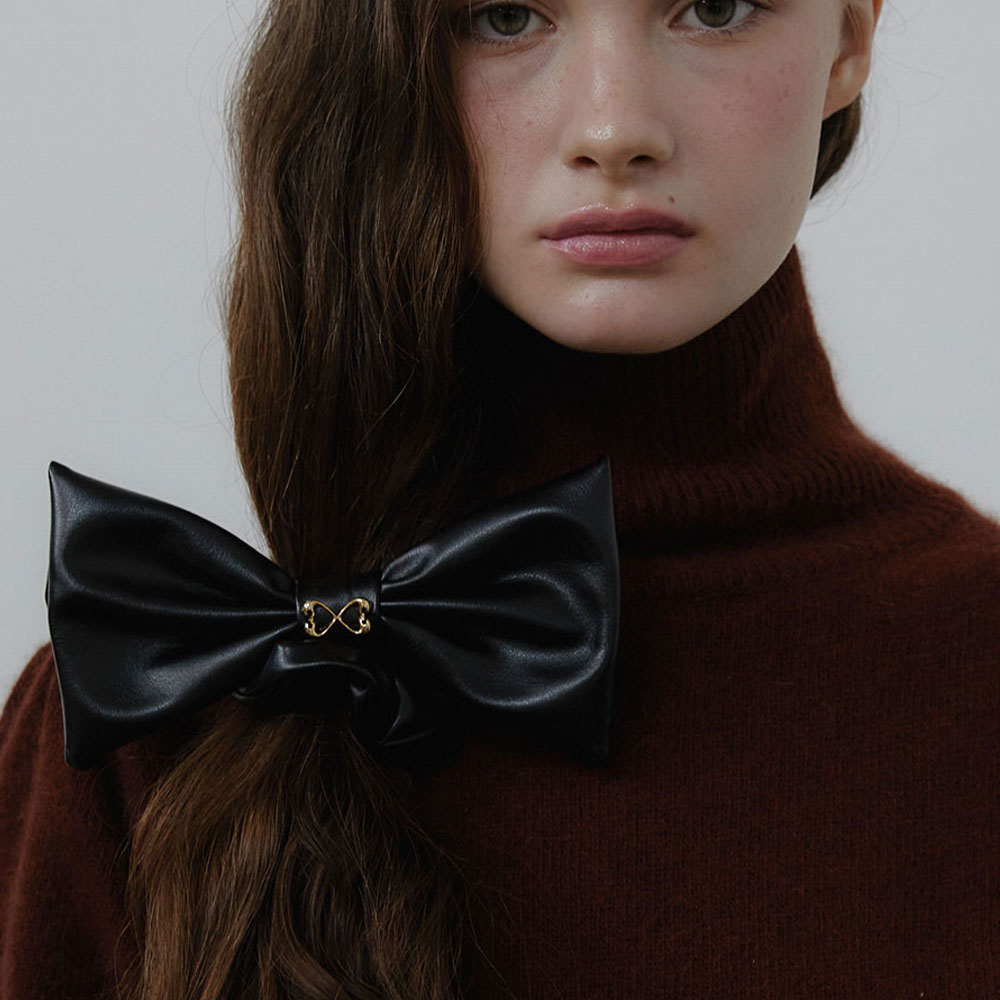 러브미몬스터 몬트 리본 레더 곱창 블랙(lovememonster Mont Ribbon Leather Scrunchy Black) - 3