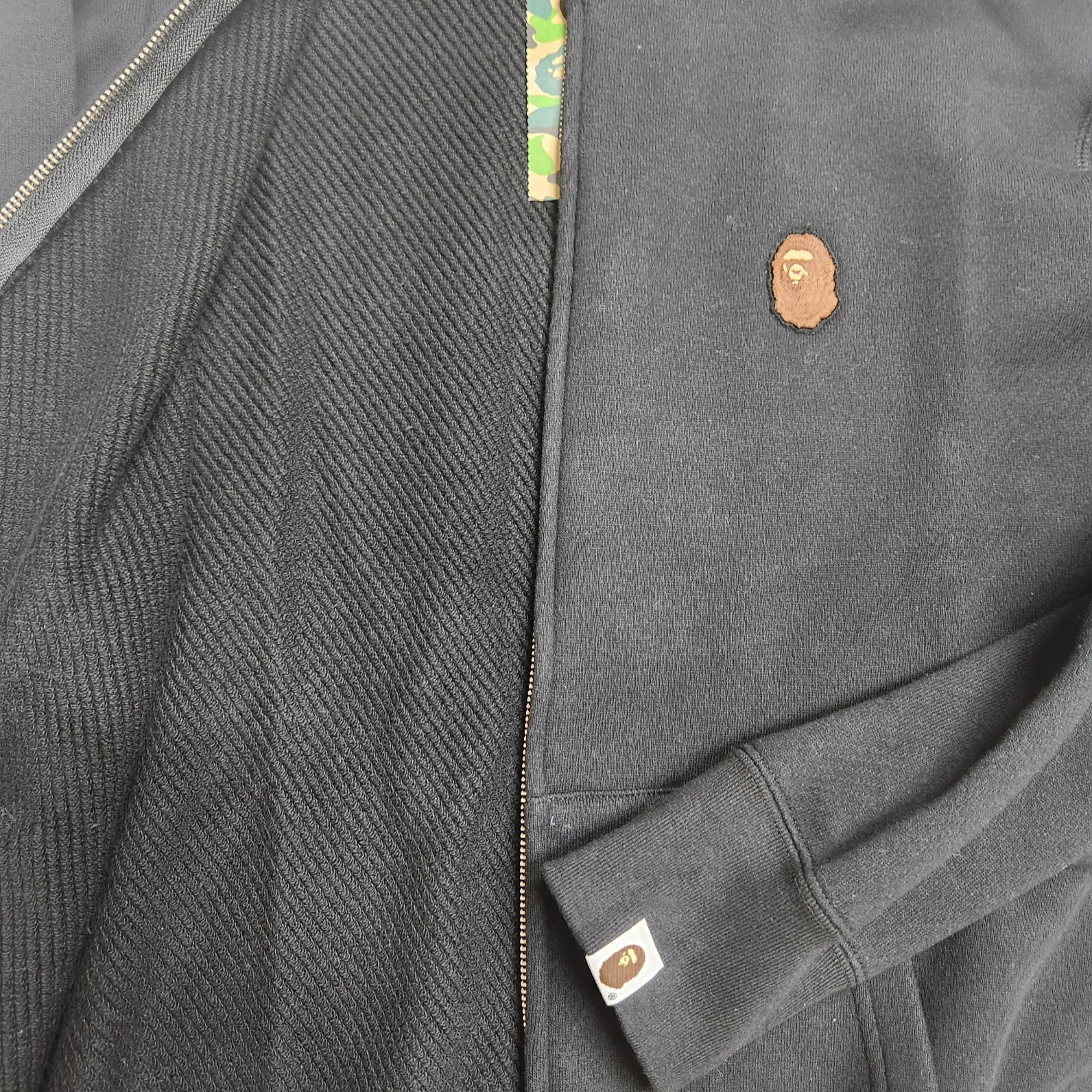 BAPE A Bathing Ape One Point Full Zip Hoodie Black 착용 스타일