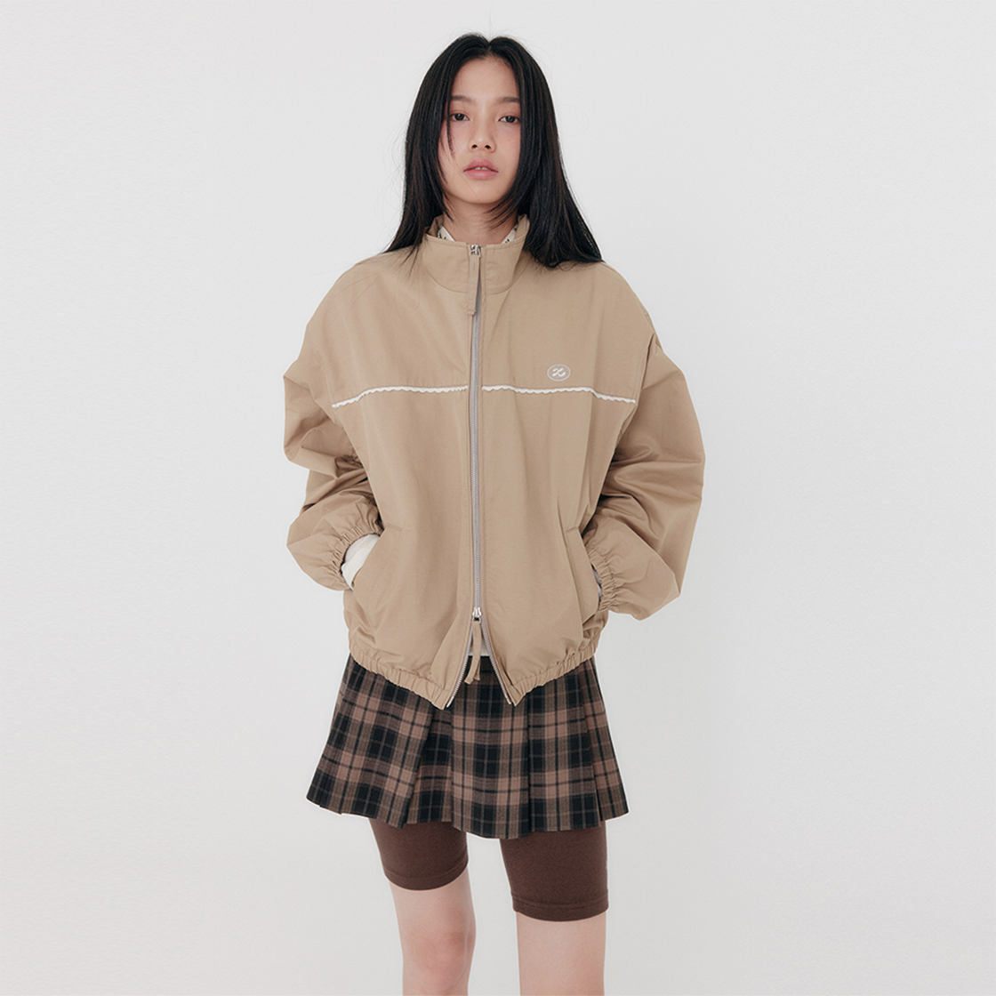 지지지 레이스 파이핑 트랙 자켓 웜 베이지(zeezeezee Lace Piping Track Jacket Warm Beige) - 3