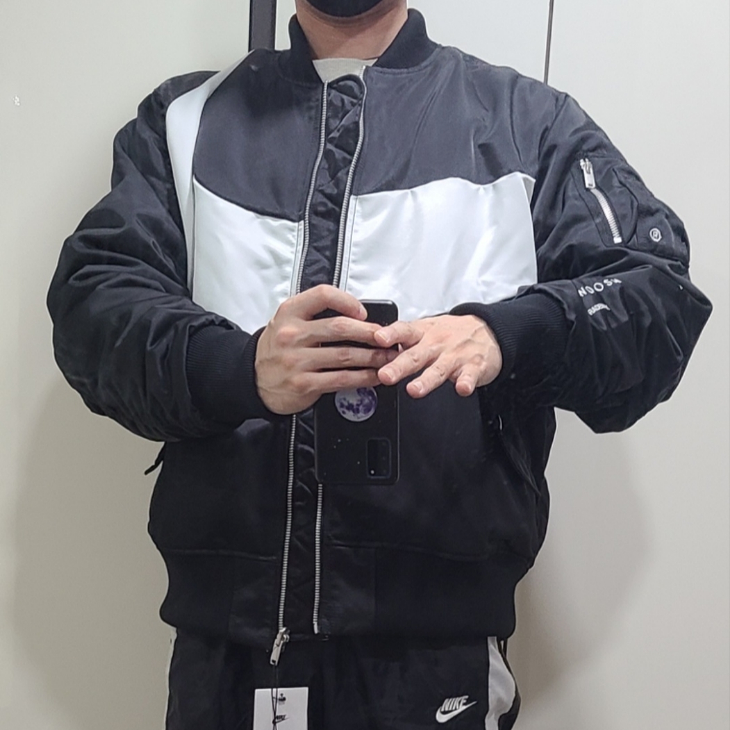 Nike NSW Swoosh Therma-Fit Bomber Black - Asia 착용 스타일