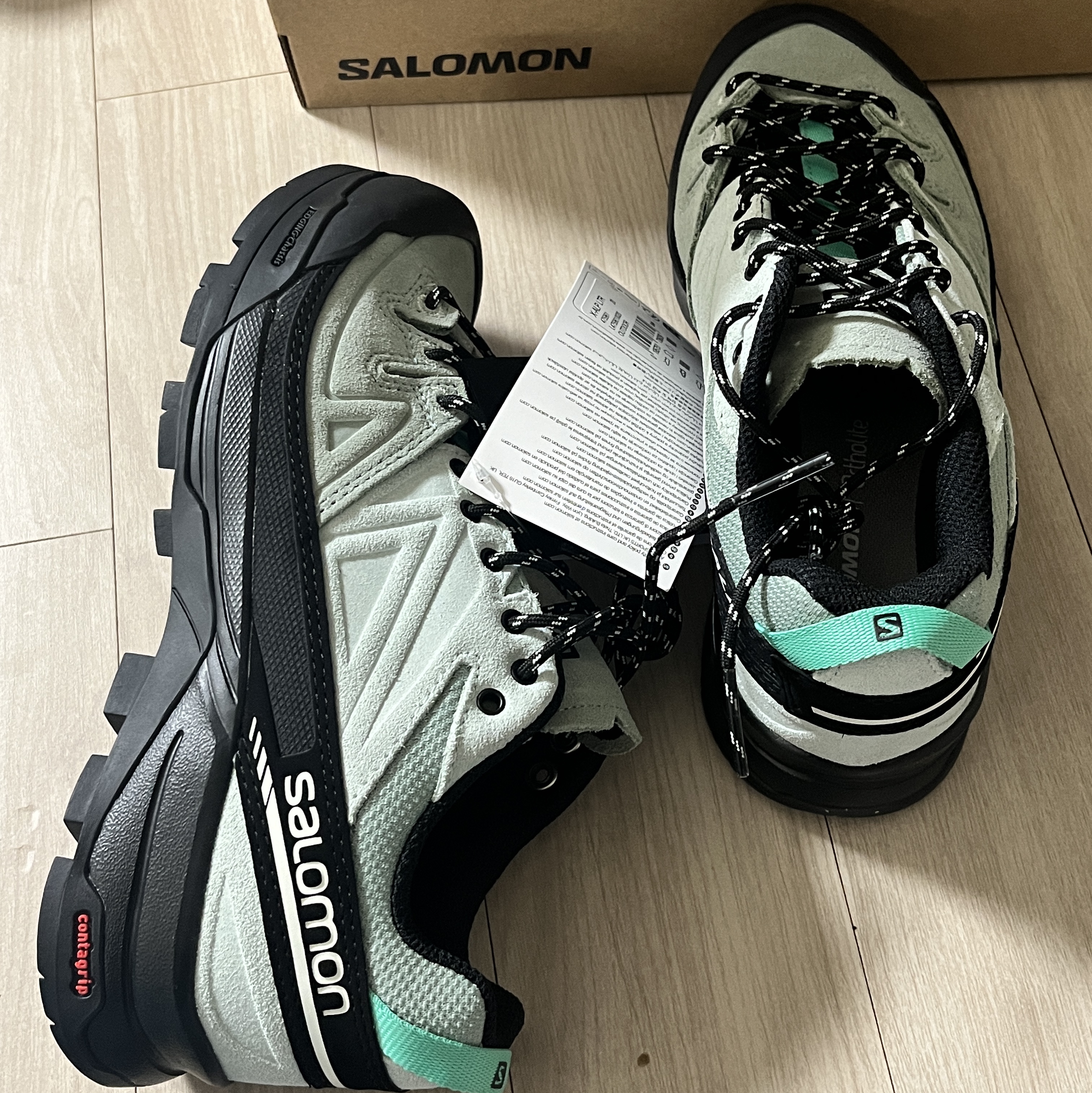 Salomon X-Alp Leather Black Green Milieu 착용 스타일 - 2