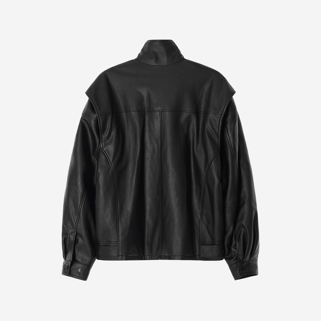 지지지 페이크 레더 자켓 블랙(zeezeezee Faux Leather Jacket Black) - 2