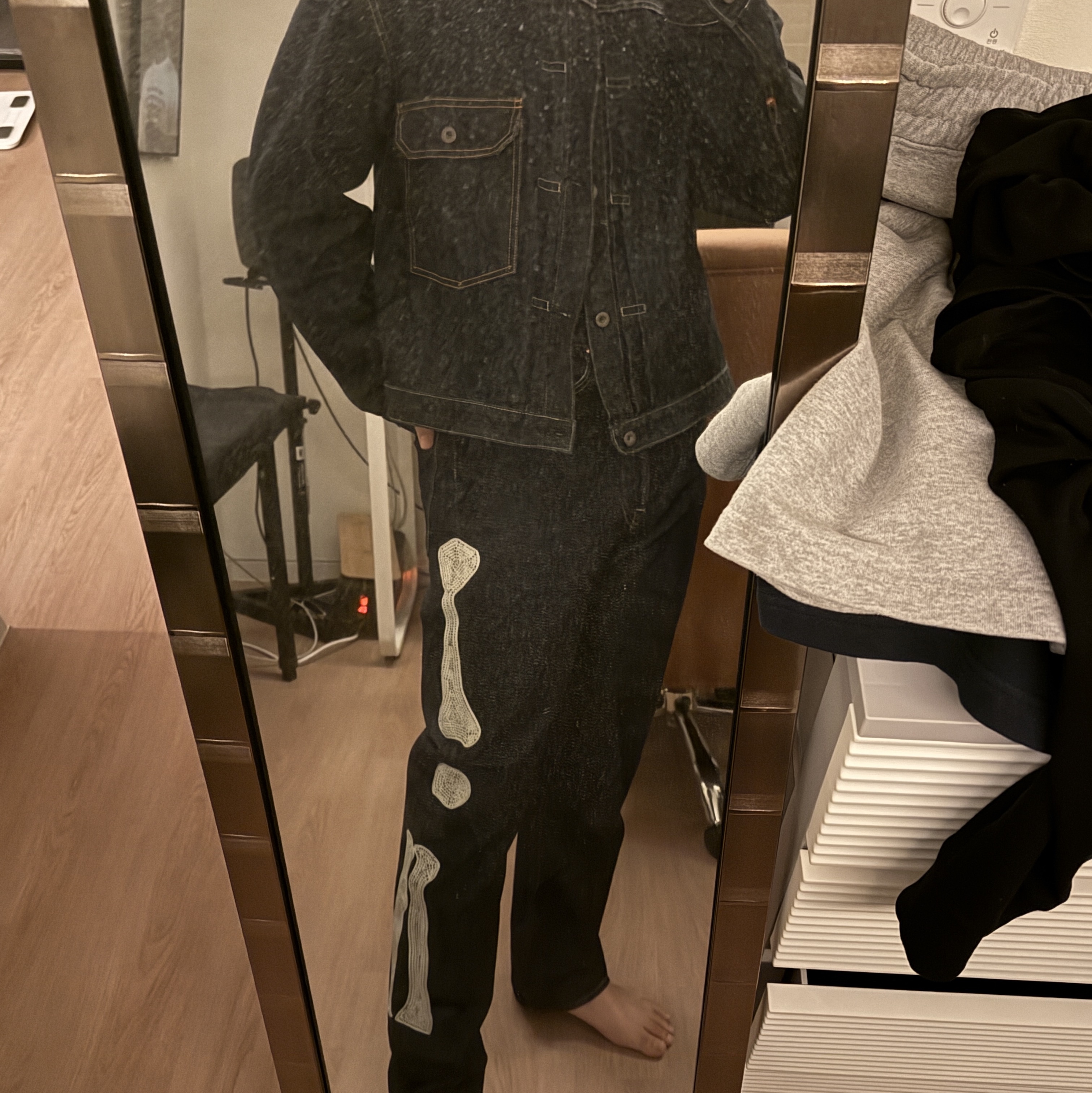 Kapital 12.5 oz. Denim Mexican Tuxedo 5P Okagilly Pants Indigo, Kapital 14 oz. Denim 1ST One Wash Jacket Indigo 착용 스타일