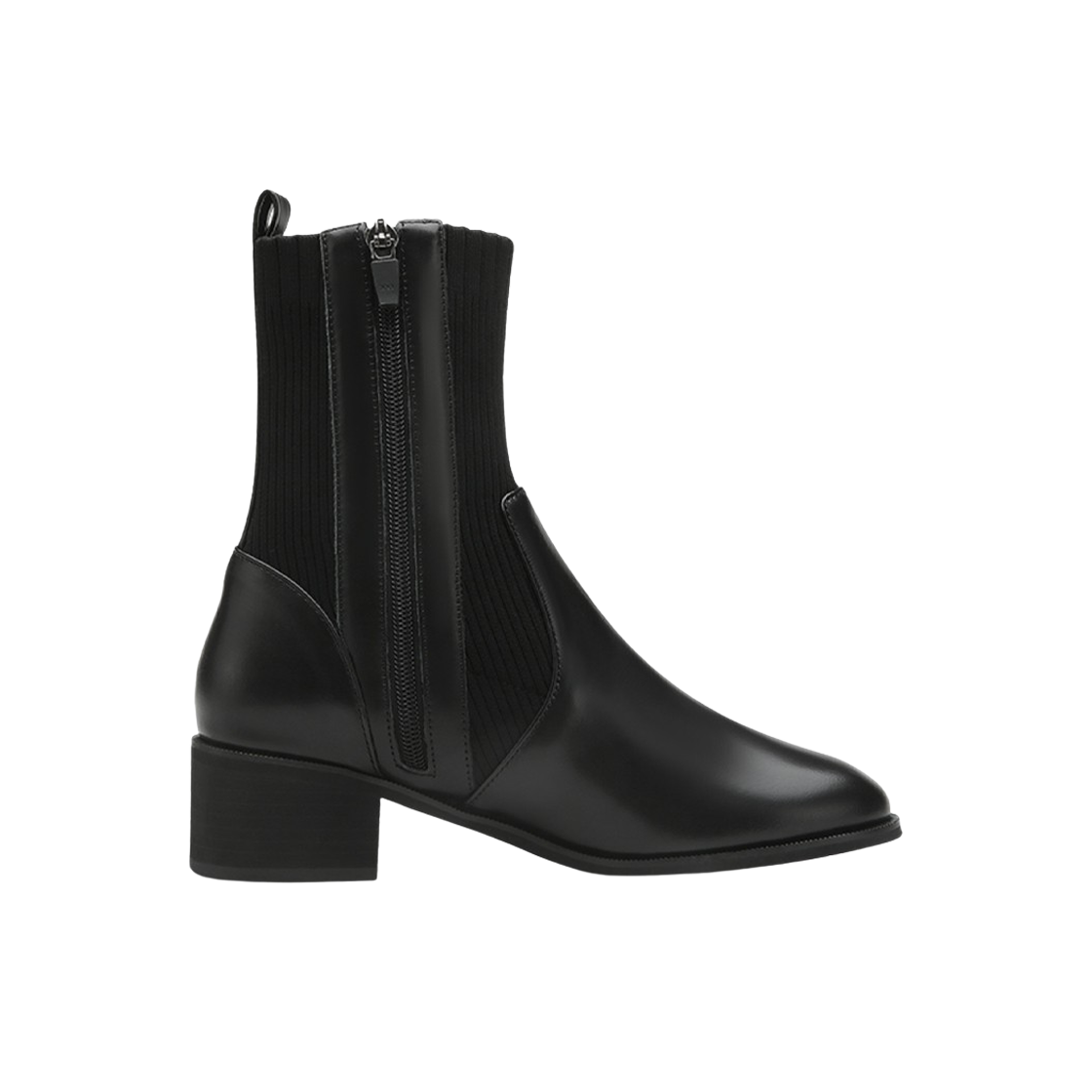 (W) 미소페 카우하이드 앵클 부츠 4.5cm 블랙((W) Misope Cowhide Ankle Boots 4.5cm Black) - 1