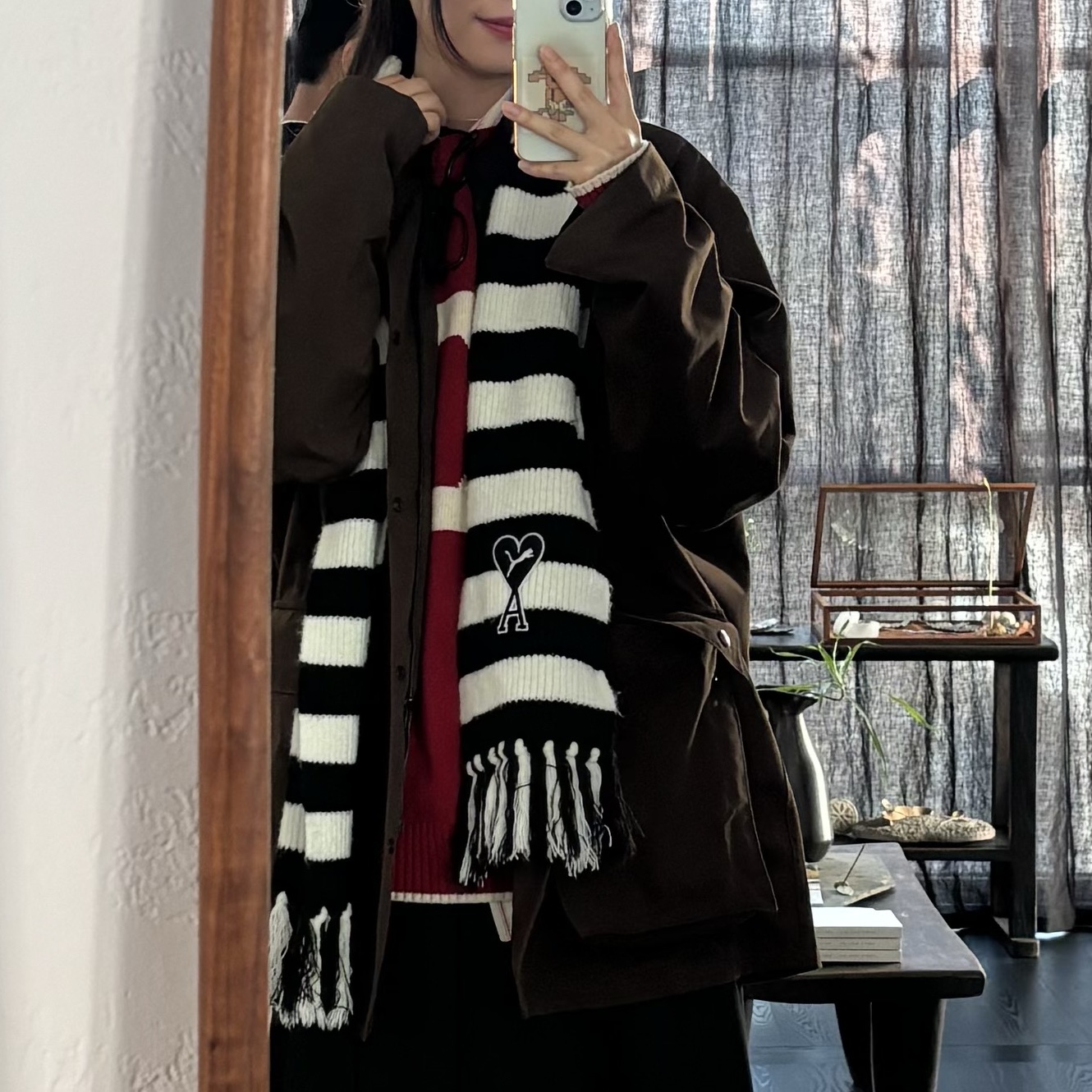 Puma x AMI Scarf Black White, Porter Tanker 2Way Duffle Bag S Navy 착용 스타일 - 1