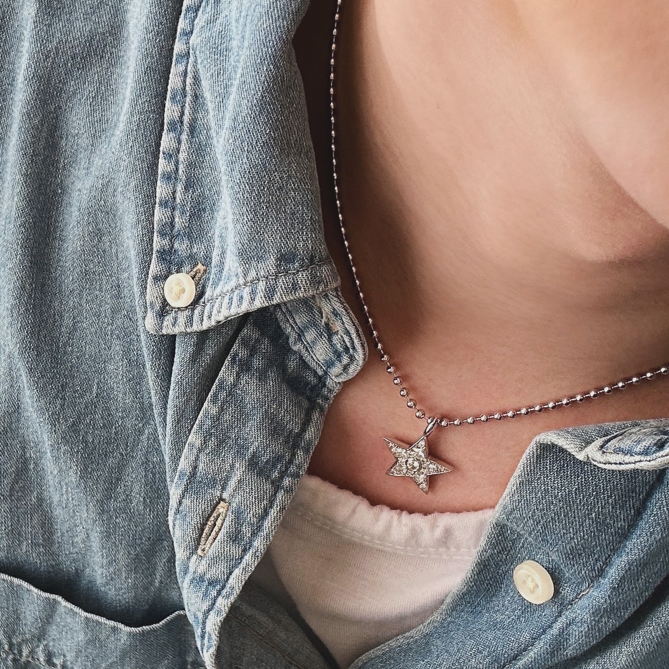 ScudoTwinkle Ball Chain Necklace 착용 스타일 - 2