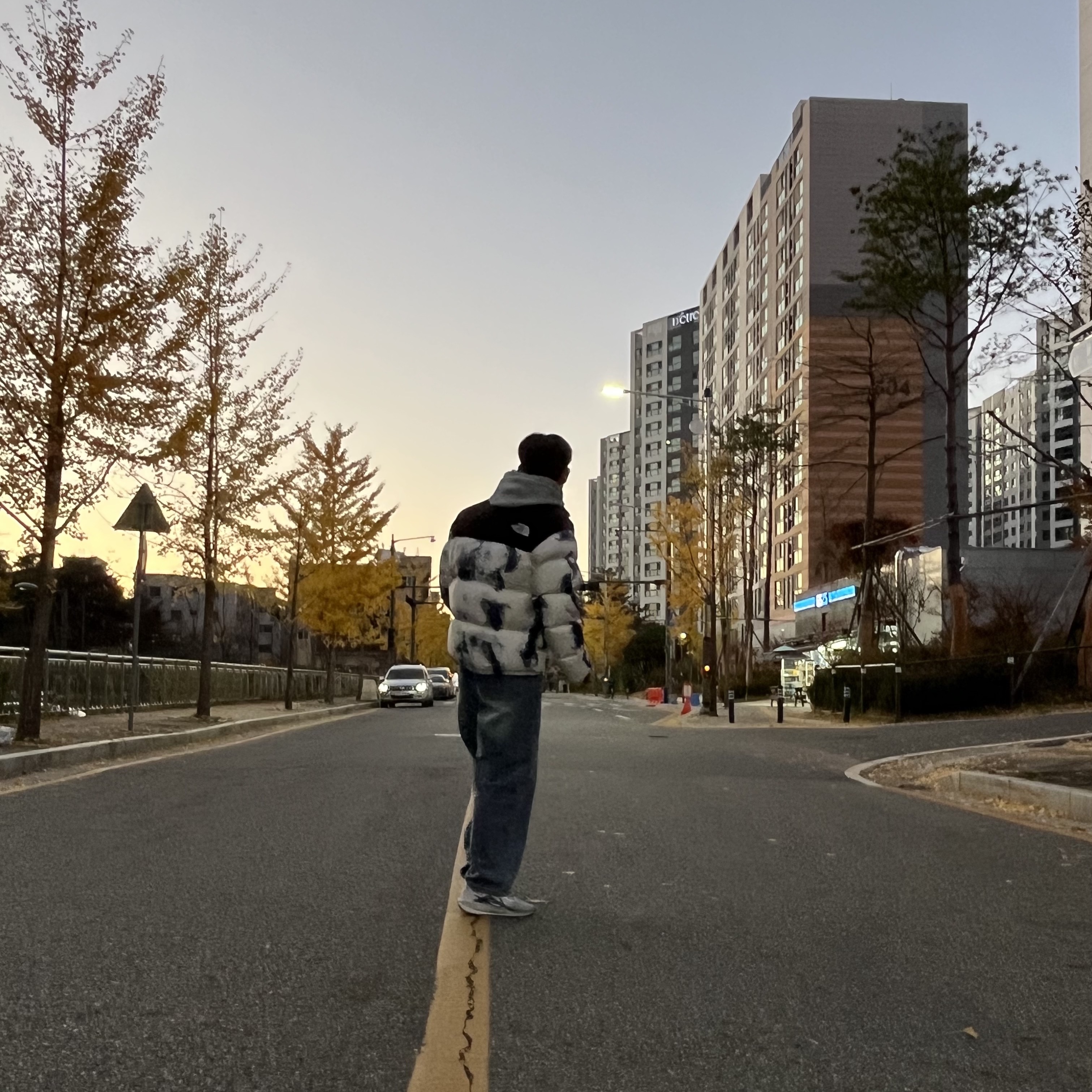 The North Face White Label Novelty Nuptse Down Jacket P White Sand 착용 스타일 - 3