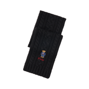 [20% 적립] Polo Ralph Lauren Polo Bear Cable Knit Scarf Black - 24FW