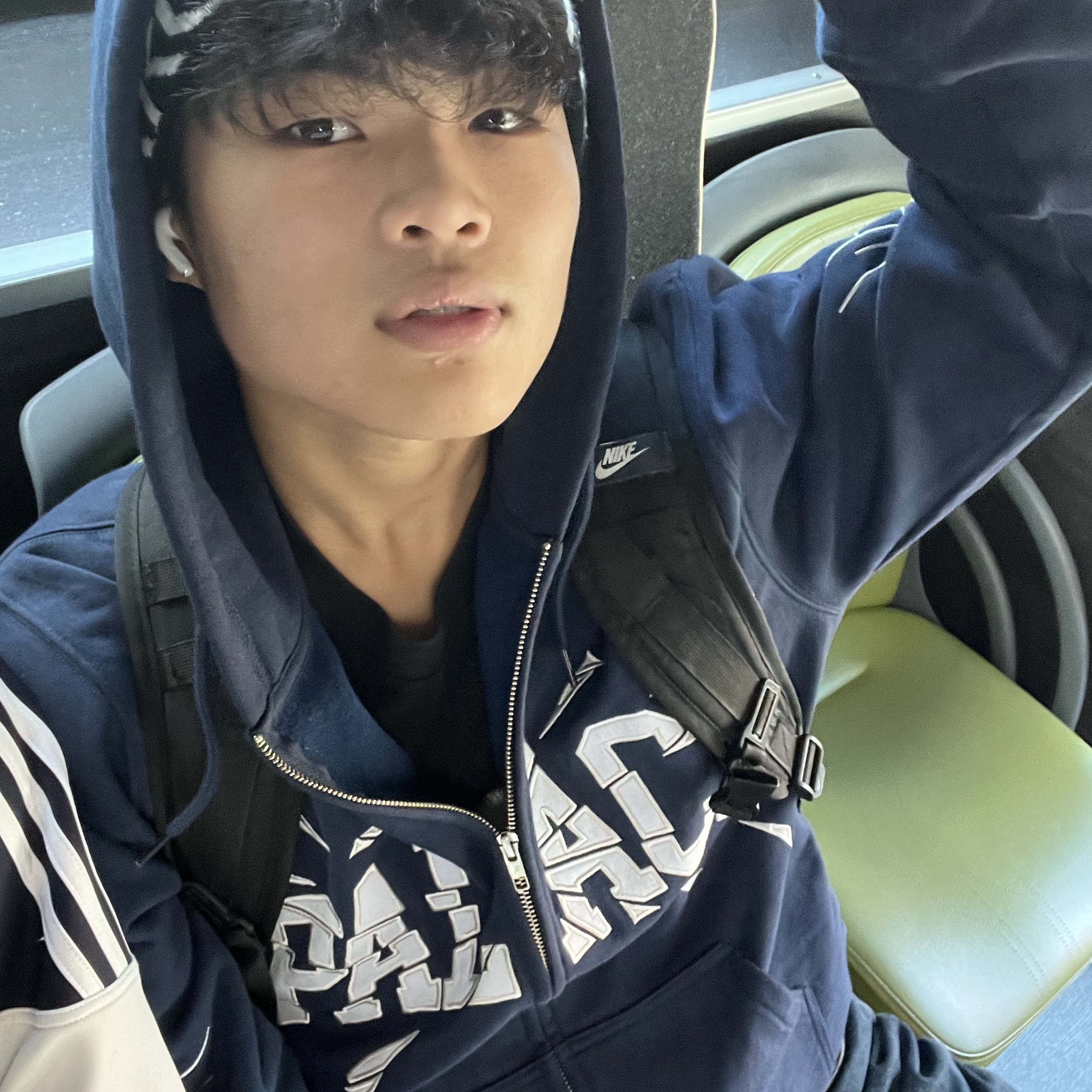 Palace Shatter Zip Hood Navy - 24FW 착용 스타일