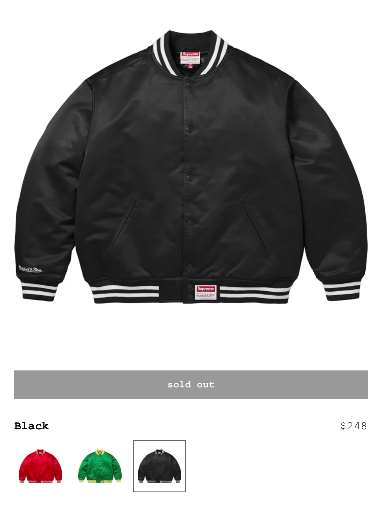 Supreme Mitchell & Ness Satin Varsity Jacket Black - 24FW 착용 스타일 - 8
