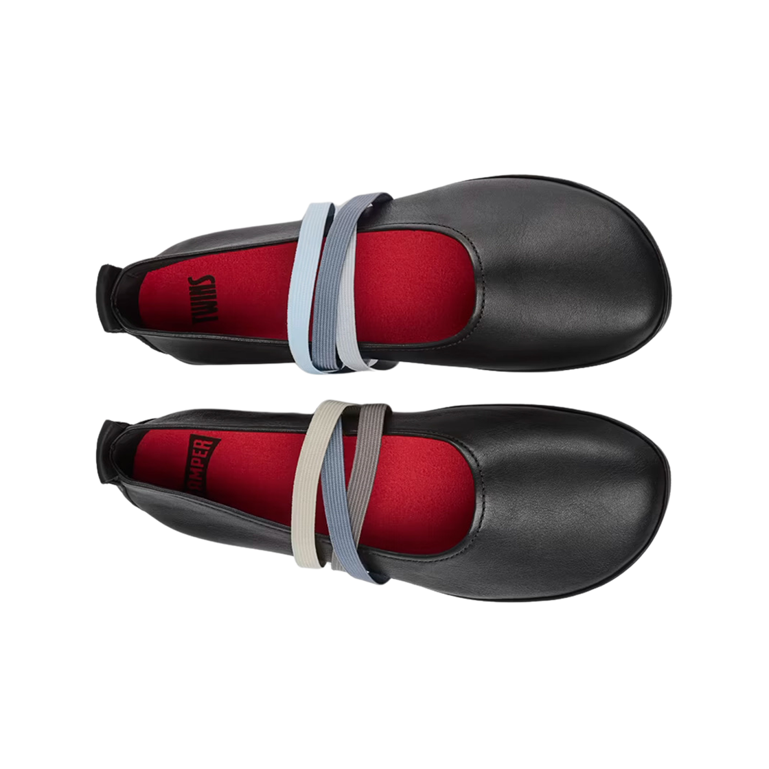 (W) 캠퍼 트윈스 레더 발레리나 블랙((W) Camper Twins Leather Ballerinas Black) - 2