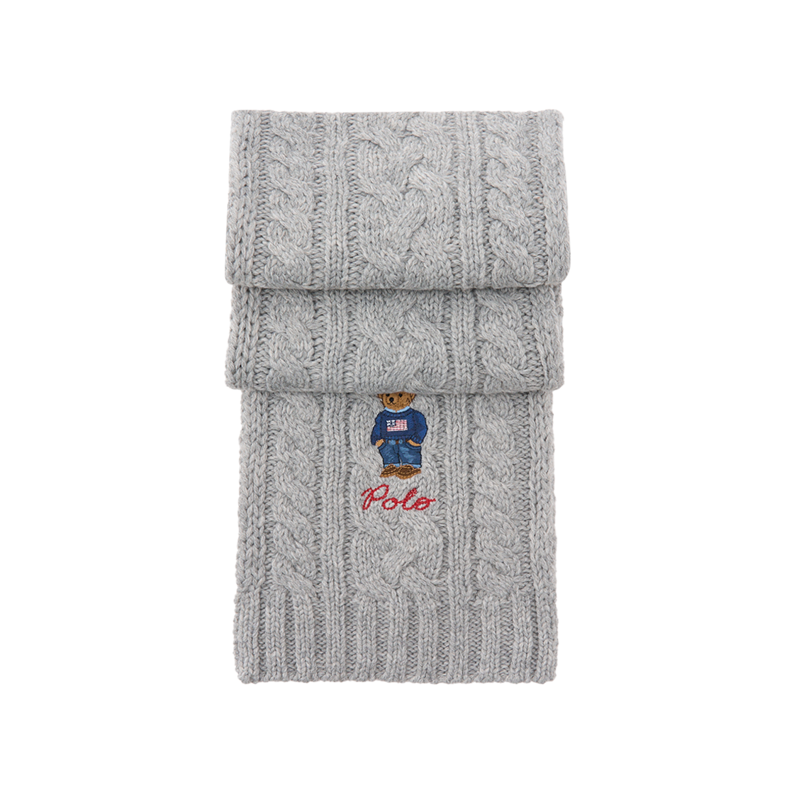 [15% 적립] 폴로 랄프 로렌 폴로 베어 케이블 니트 스카프 앤도버 헤더 - 24FW([15% 적립] Polo Ralph Lauren Polo Bear Cable Knit Scarf Andover Heather - 24FW) - 2