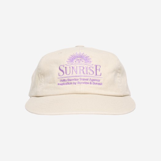 HS44CA005IV Hello Sunrise Washed Horizon 6Panel Cap Ivory