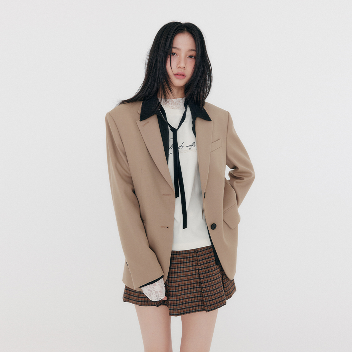 지지지 오버사이즈드 클래식 블레이저 웜베이지(zeezeezee Over Sized Classic Blazer Warm Beige) - 3