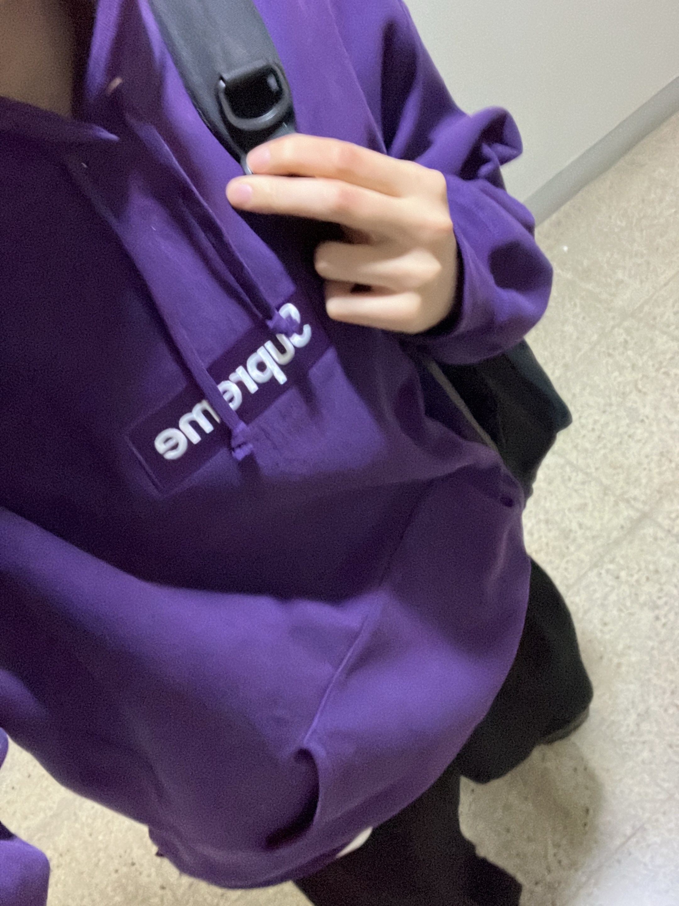 Supreme Box Logo Hooded Sweatshirt Dark Purple - 23FW 착용 스타일 - 2