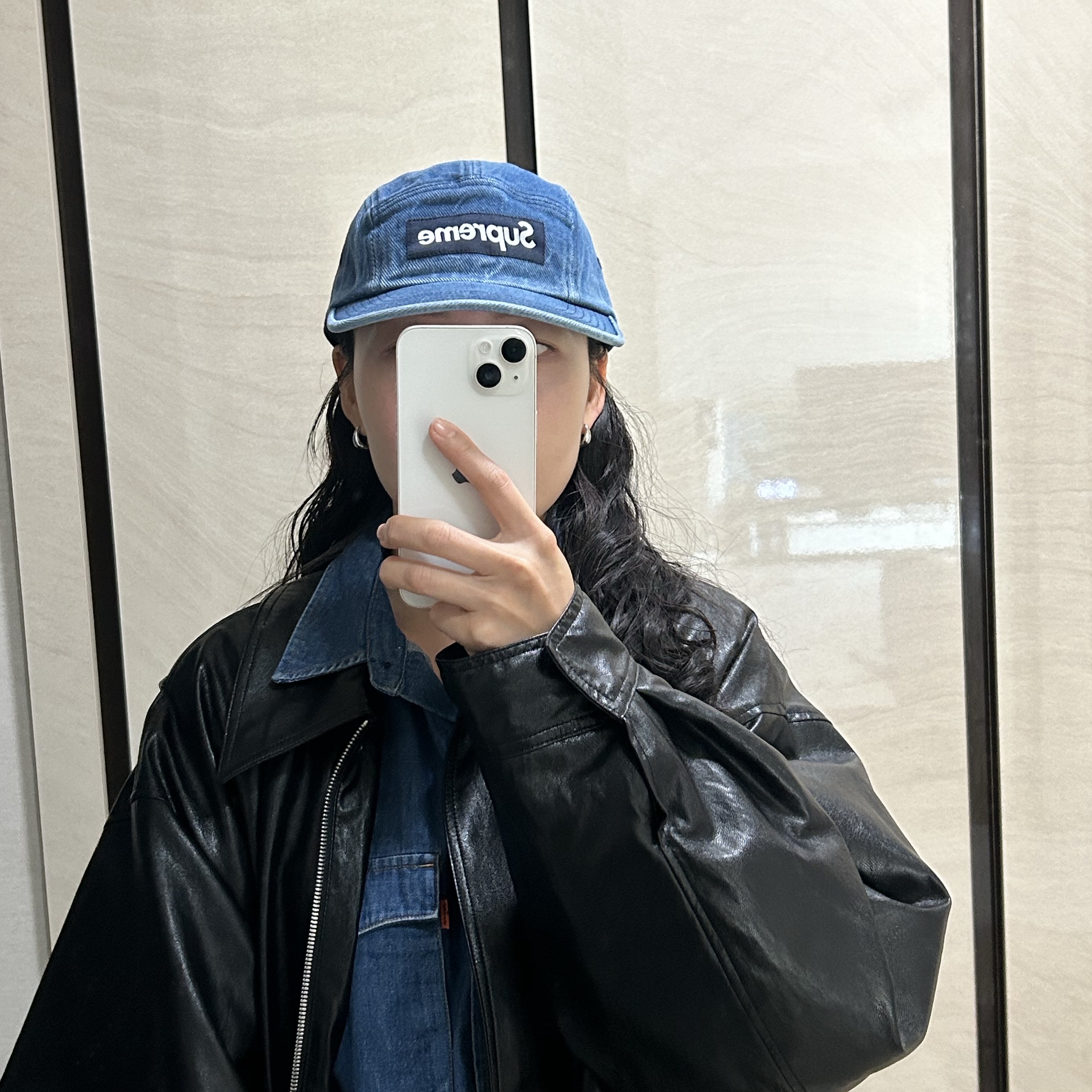 Supreme Washed Chino Twill Camp Cap Denim - 24FW 착용 스타일