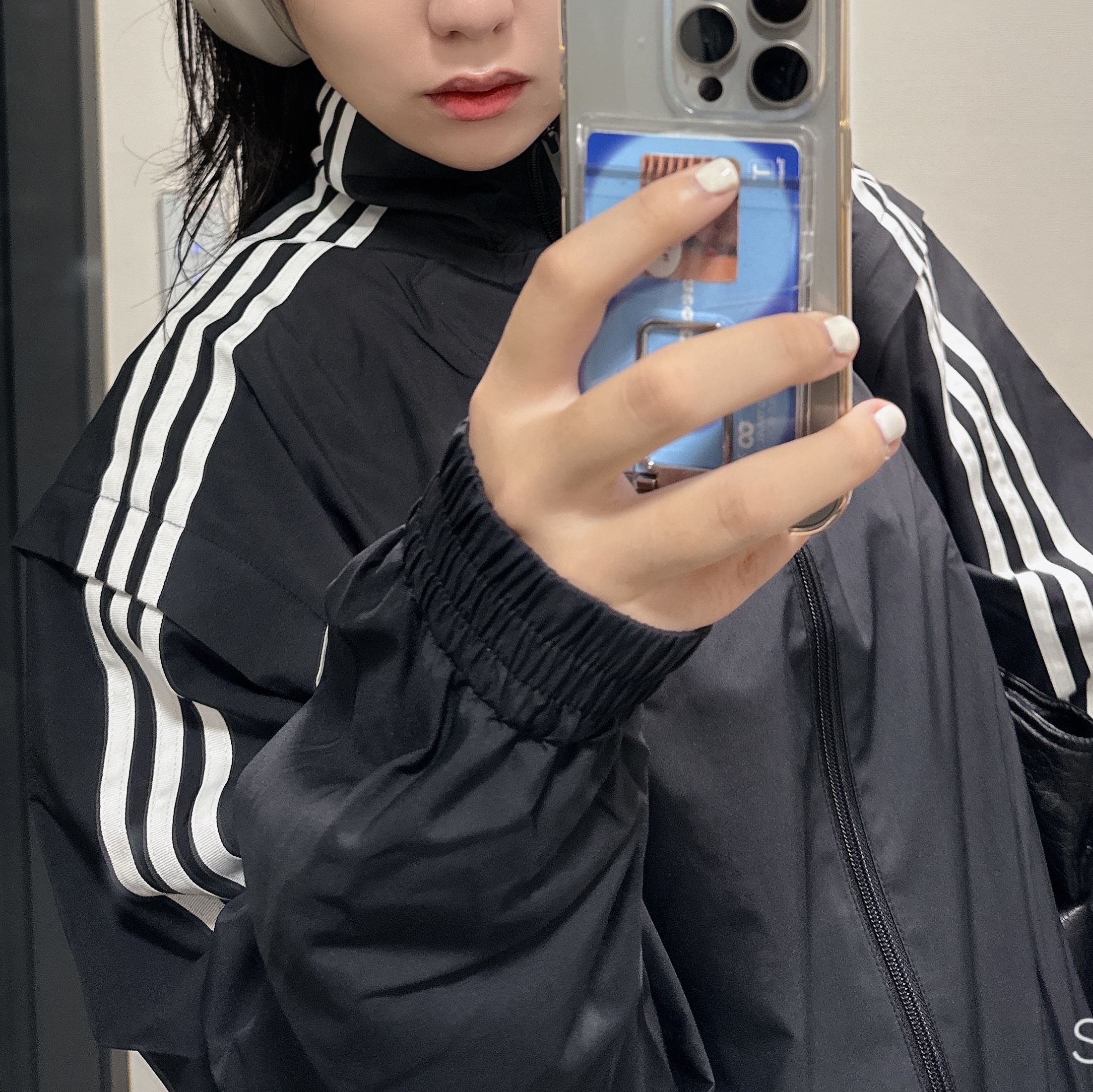 (W) Adidas Adilenium Season 2 Oversized Zip Track Top Gender Neutral Black - KR Sizing 착용 스타일