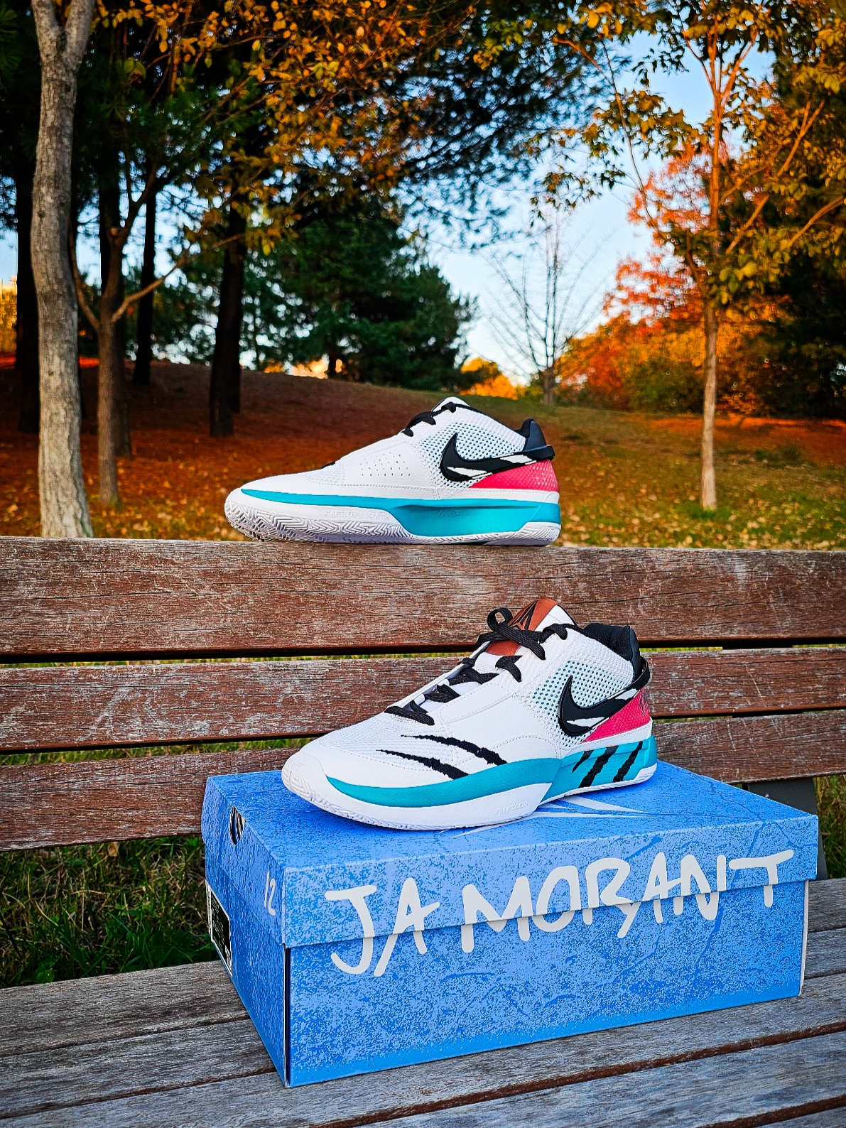 Nike Ja 1 EP Scratch White Turbo Green University Red Black 착용 스타일 - 5