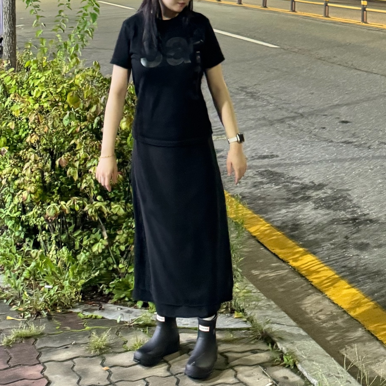 (Kids) Deus Ex Machina College Seoul T-Shirt White, (W) Hunter Play Short Rain Boots Black 착용 스타일 - 3