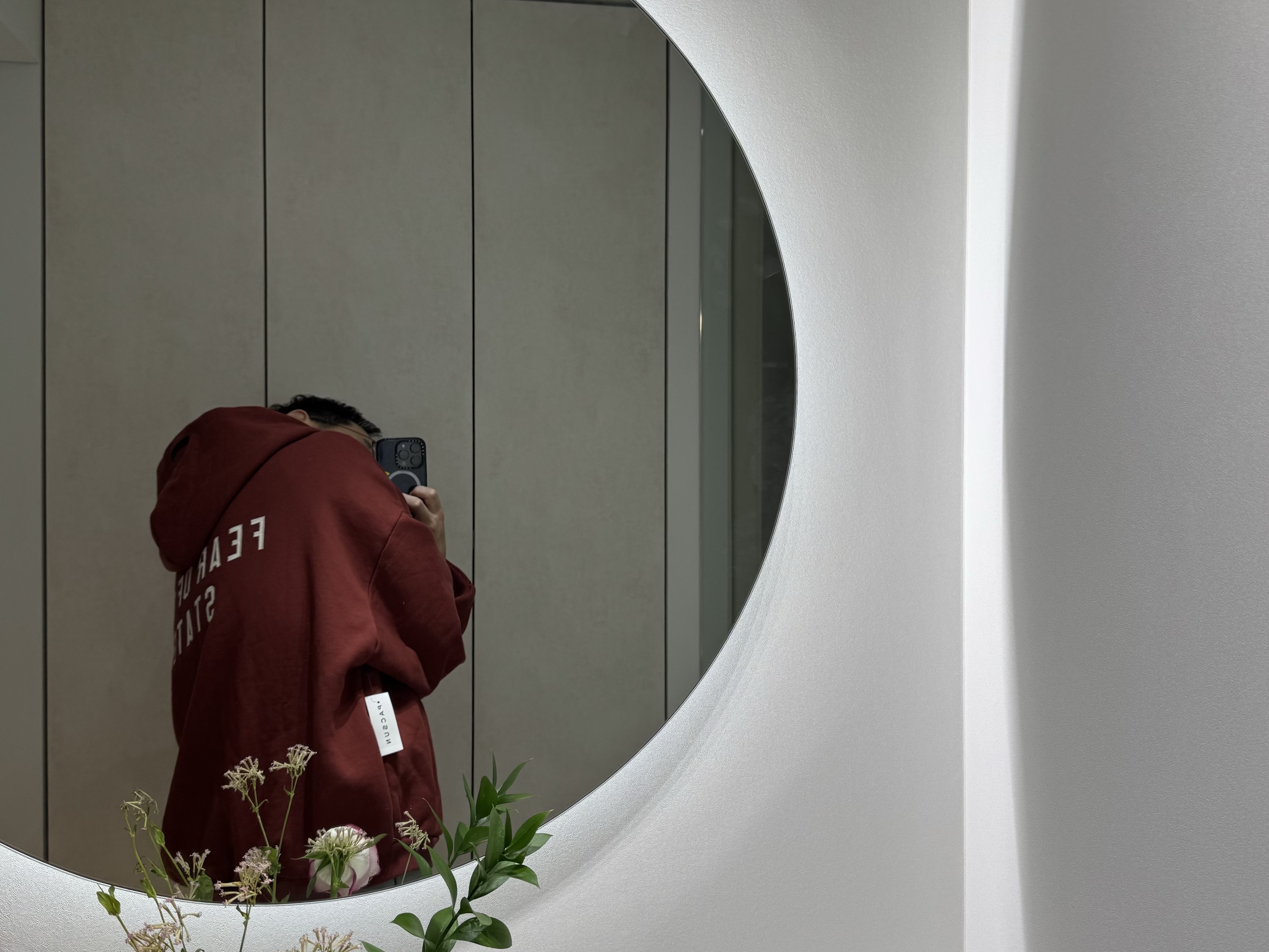 Essentials Heavy Fleece Full Zip Hoodie Crimson - 24FW 착용 스타일 - 2