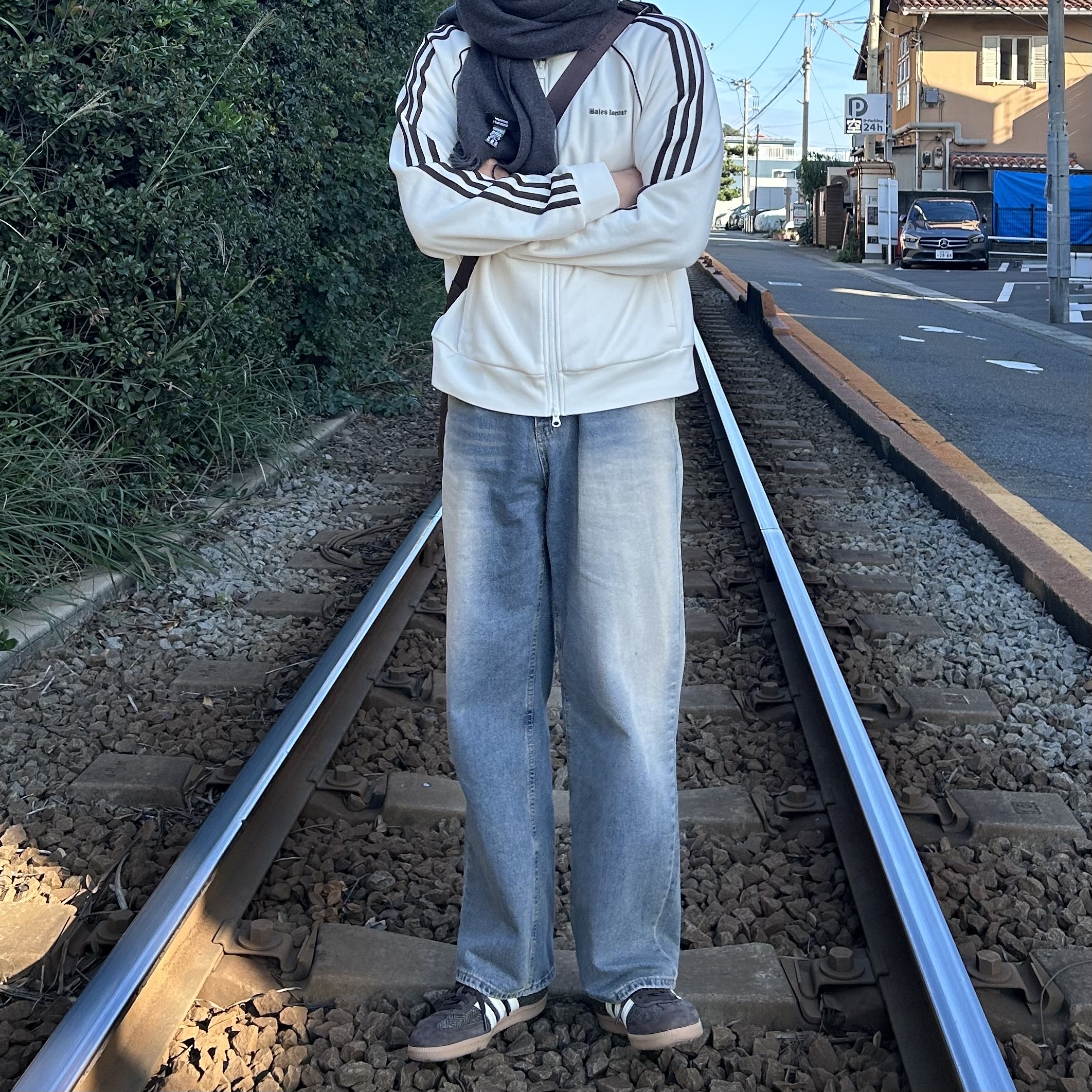 Adidas x Wales Bonner Statement Track Top Chalk White - KR Sizing, Adidas Samba OG Dark Brown Cream White 착용 스타일