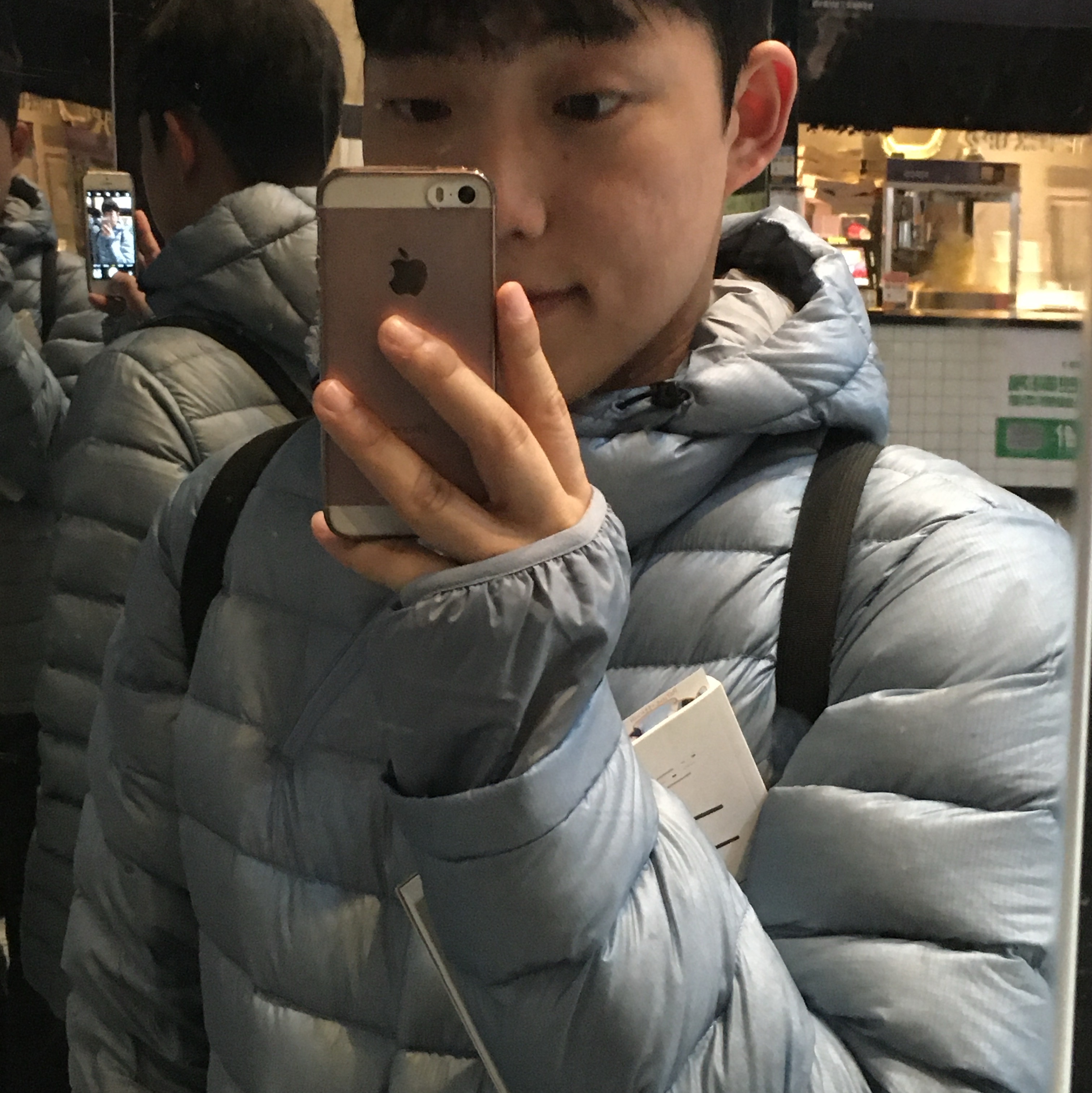 Sansan Gear Suffix Puffer Jacket Sky Blue - 24FW 착용 스타일 - 1