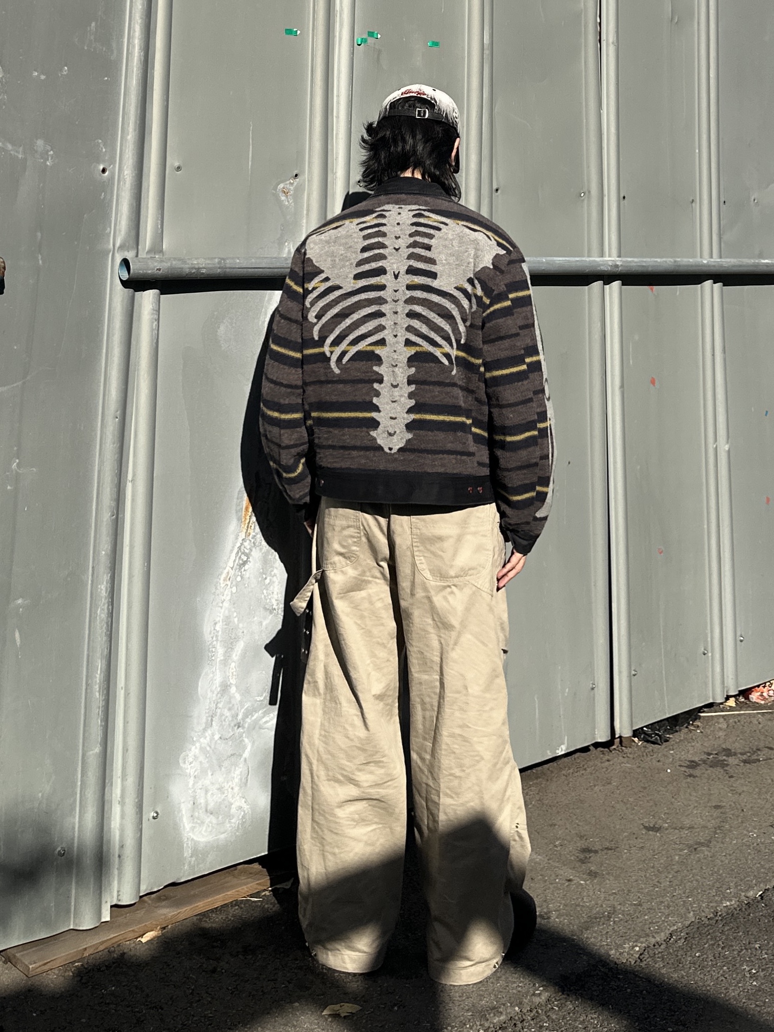 Kapital 14 oz. Denim Bone Lining Reversible Zip Up Work Jacket Black 착용 스타일 - 1