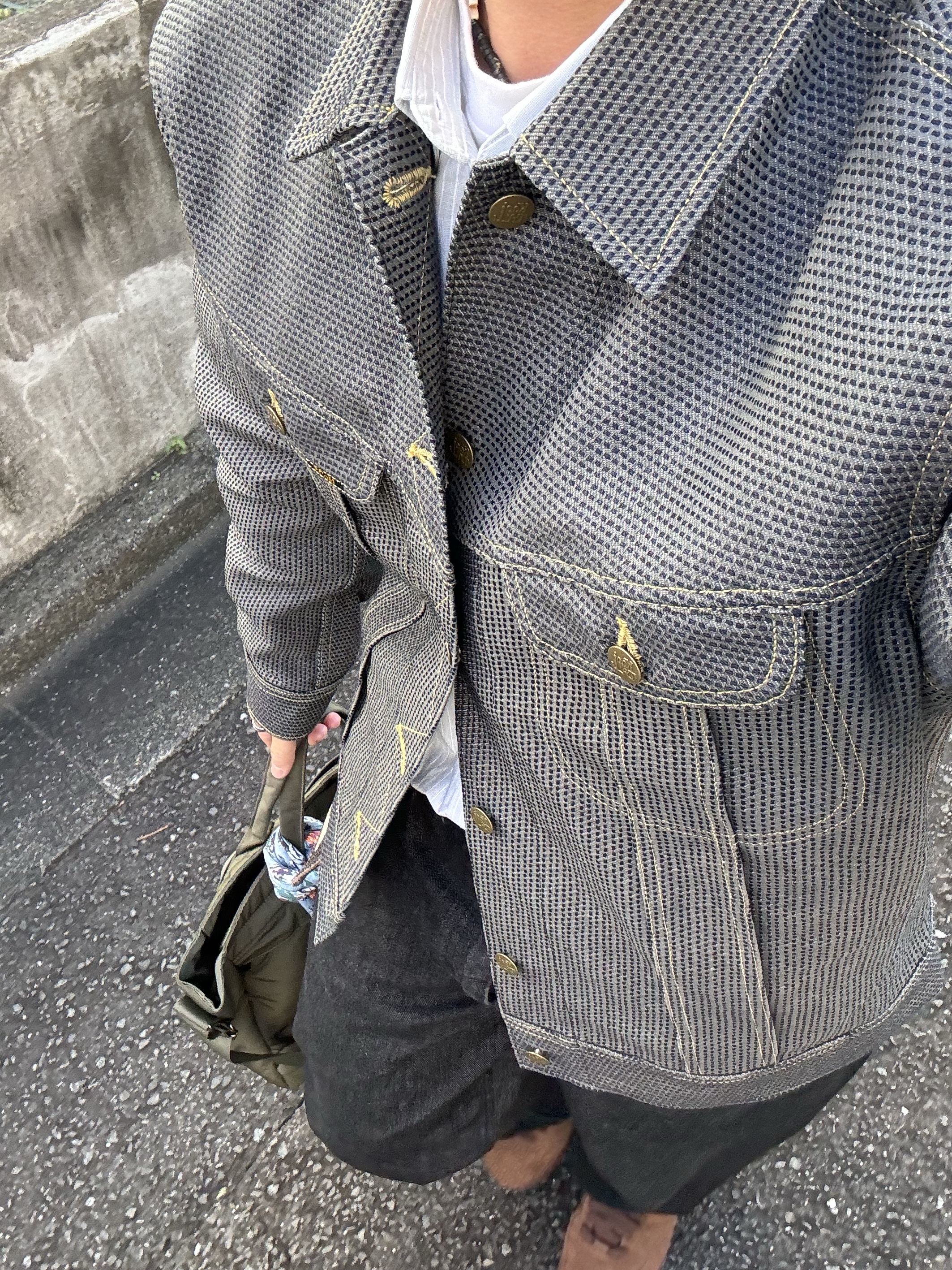 Kapital Century Denim 1st Jacket N7S Charcoal Indigo, Kapital Century Denim Westerner long Jacket No. 7+S Gray 착용 스타일