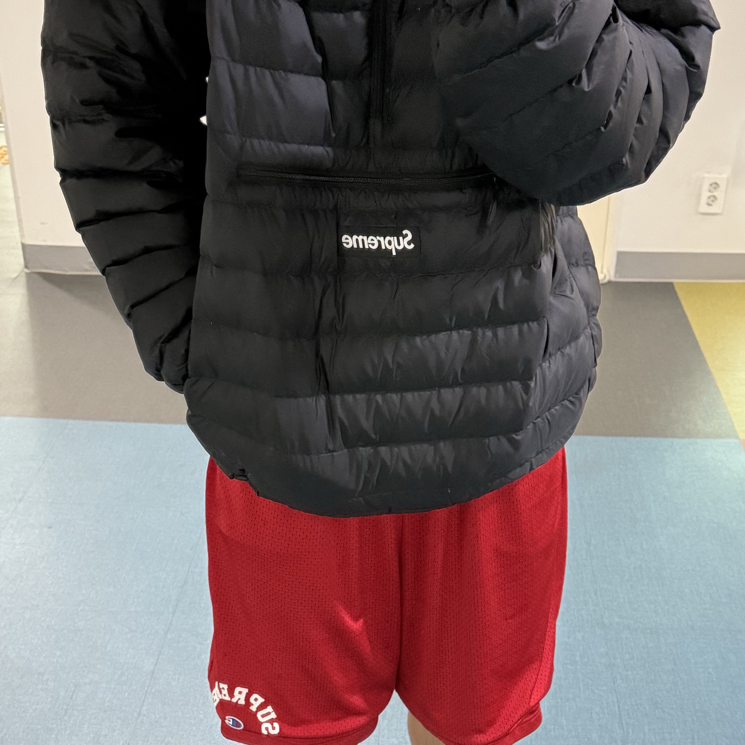 Supreme Micro Down Half Zip Hooded Pullover Black - 24FW, Nike x Supreme Air Force 1 Low Black 착용 스타일 - 2