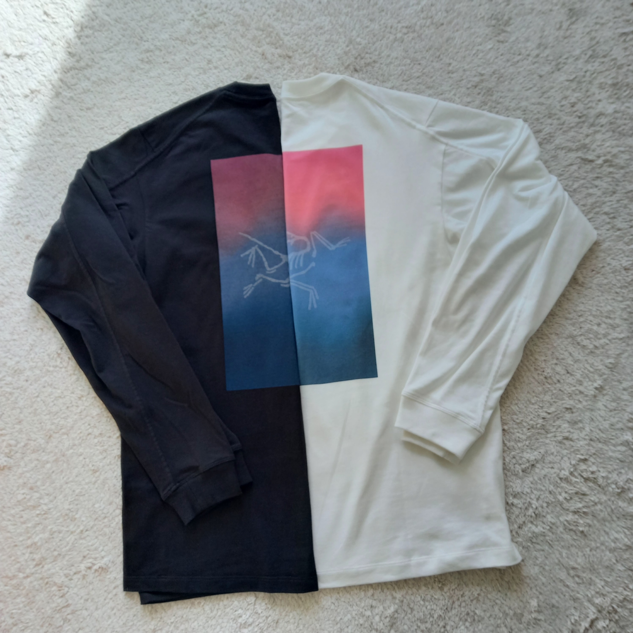 Arc'teryx Kragg Cotton Heatmap LS T-Shirt Black, Arc'teryx Kragg Cotton Heatmap LS T-Shirt White Light Multi 착용 스타일 - 1