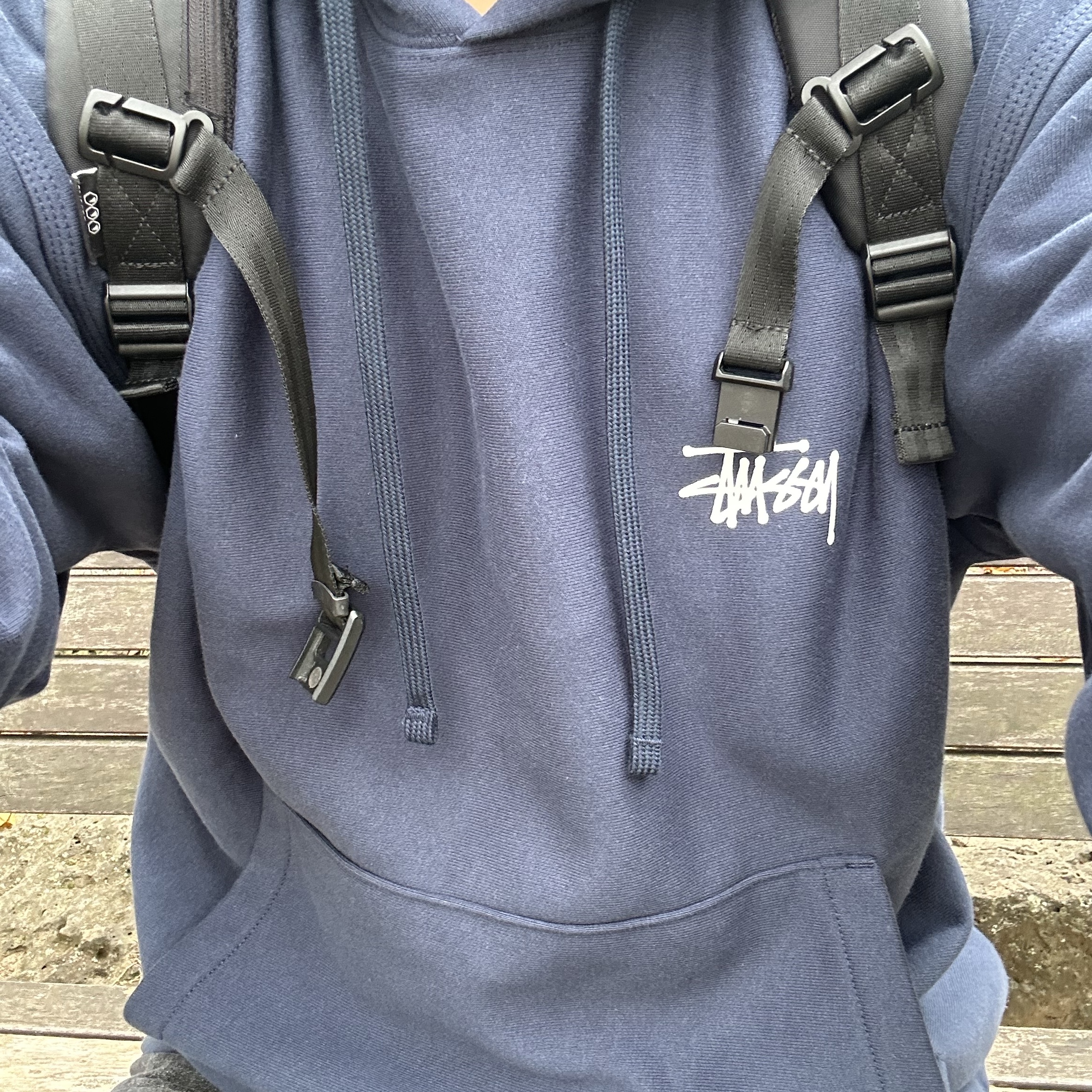 Stussy Basic Stussy Hoodie Navy 착용 스타일