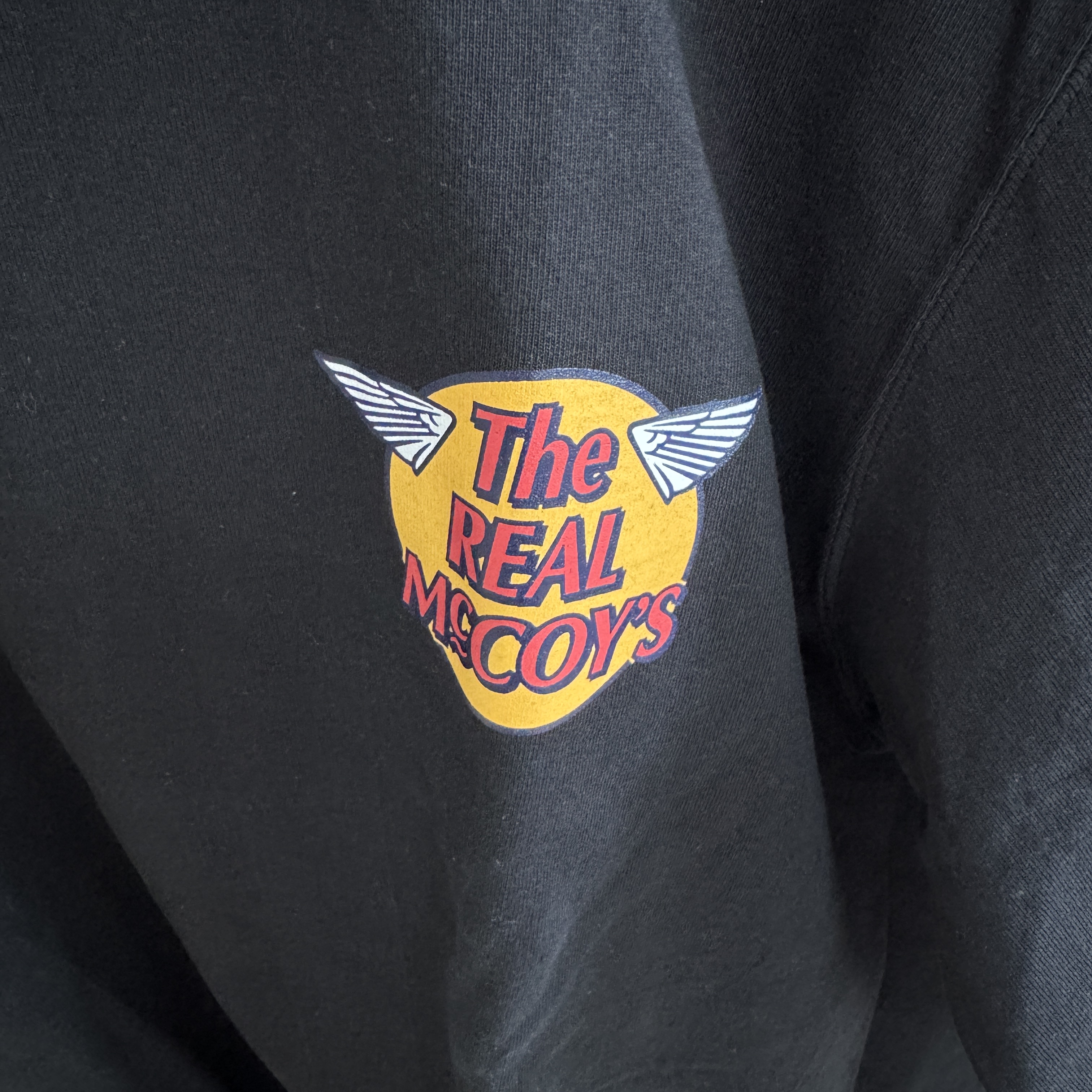 The Real McCoy's Long Sleeve Logo T-Shirt Black 착용 스타일 - 2