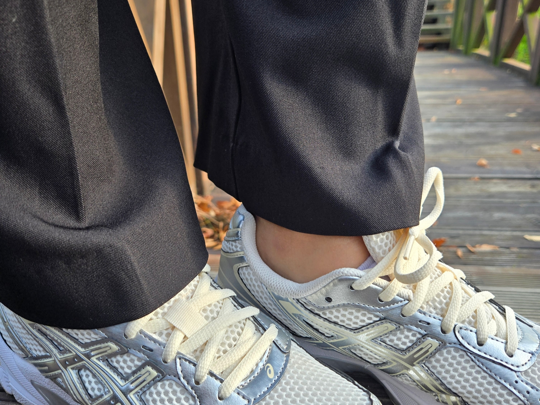 (W) Asics Gel-1130 Cream Pure Silver 착용 스타일 - 2