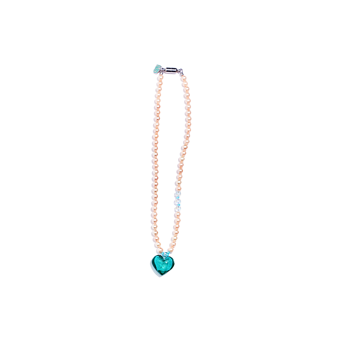 #98 NiRO.SERENDiPiTY Mint Heart Glass Pearl Necklace #98