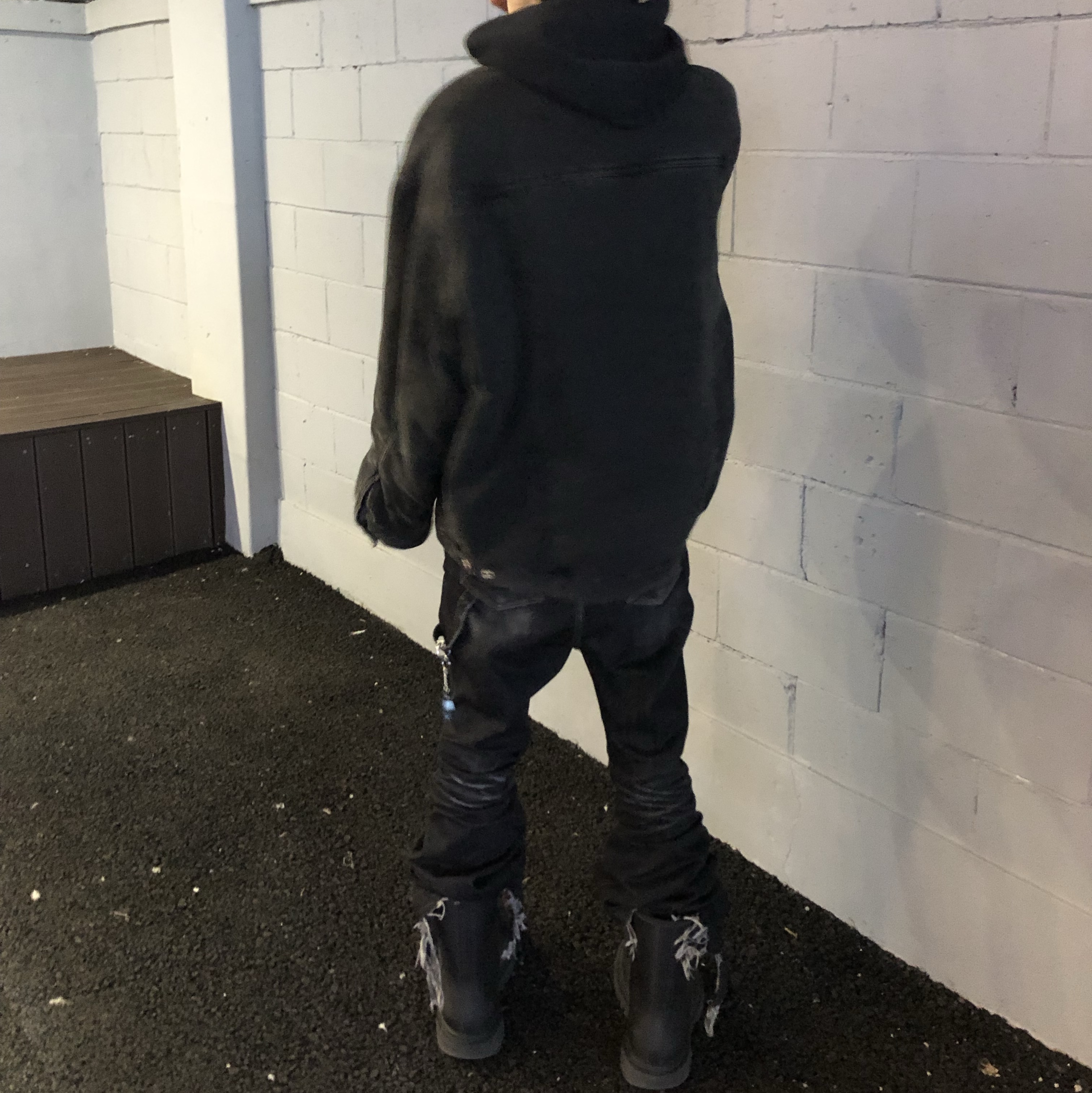 Balenciaga Padded Japanese Denim Jacket Black, Balenciaga XL Army Boots Full Eva Black 착용 스타일 - 2