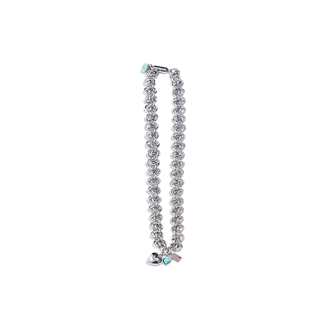 ★ NiRO SERENDIPITY★ HOLOGRAM HEART BYZANTiNE CHAiN NECKLA 니로 세렌디피티 트리플 하트 비잔틴체인 네크리스 | NiRO