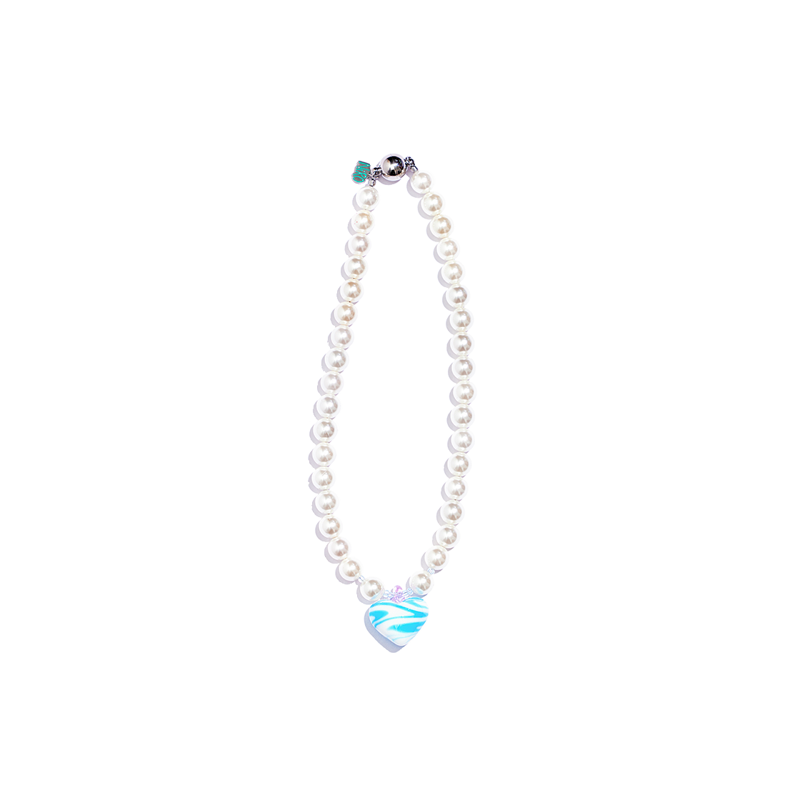 #102 NiRO.SERENDiPiTY Marble Glass Heart Pearl Necklace #102