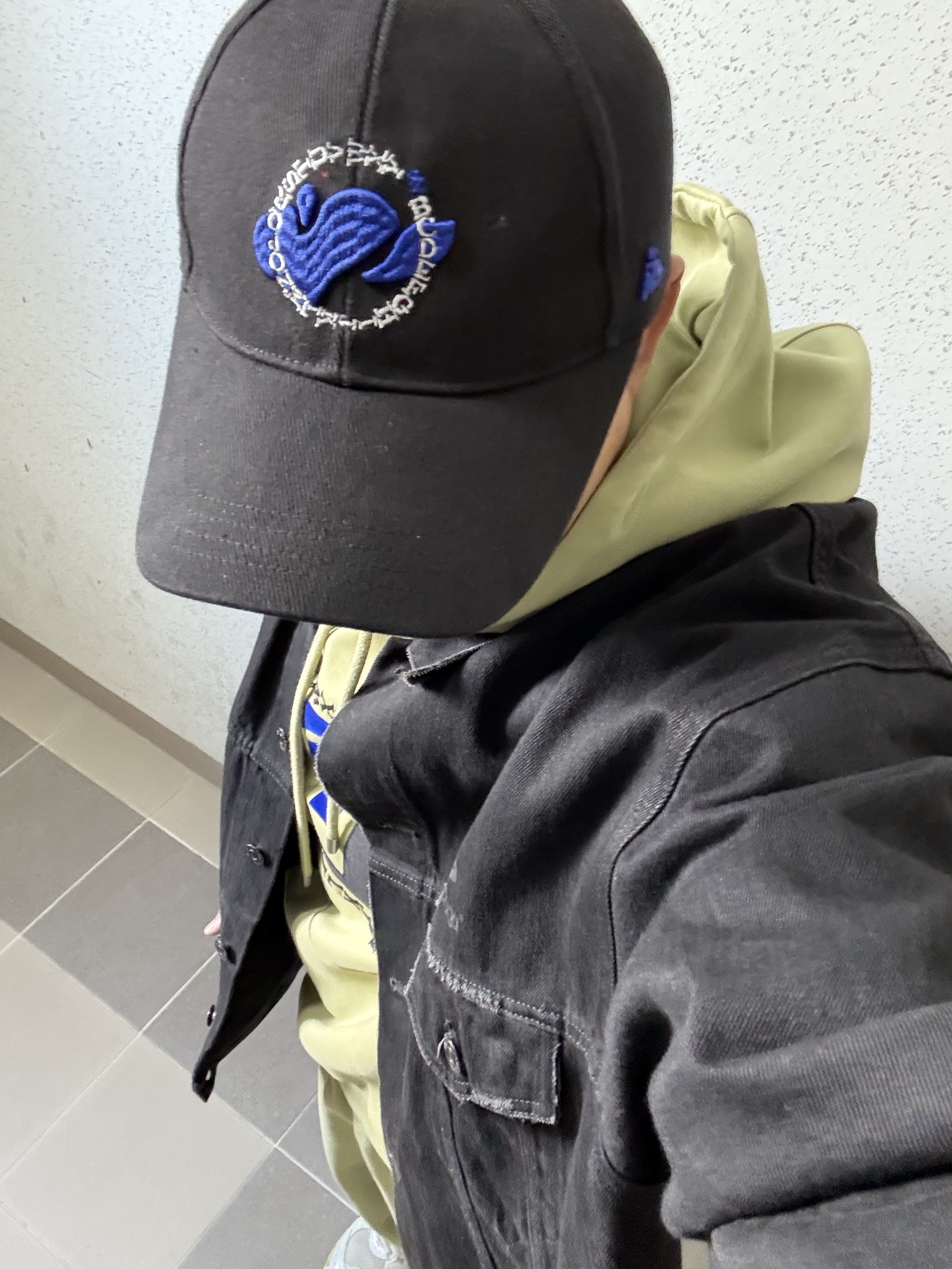 Ader Error x Zara Embroidered Cap Black, Zara x Ader Error Embroidery Hooded Sweatshirt Light Green 착용 스타일