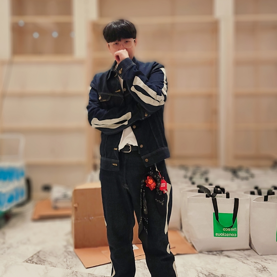 Kapital 11.5 oz. Denim Mexican Tuxedo Westerner Bone Jacket Indigo, Kapital 12.5 oz. Denim Mexican Tuxedo 5P Okagilly Pants Indigo 착용 스타일 - 1
