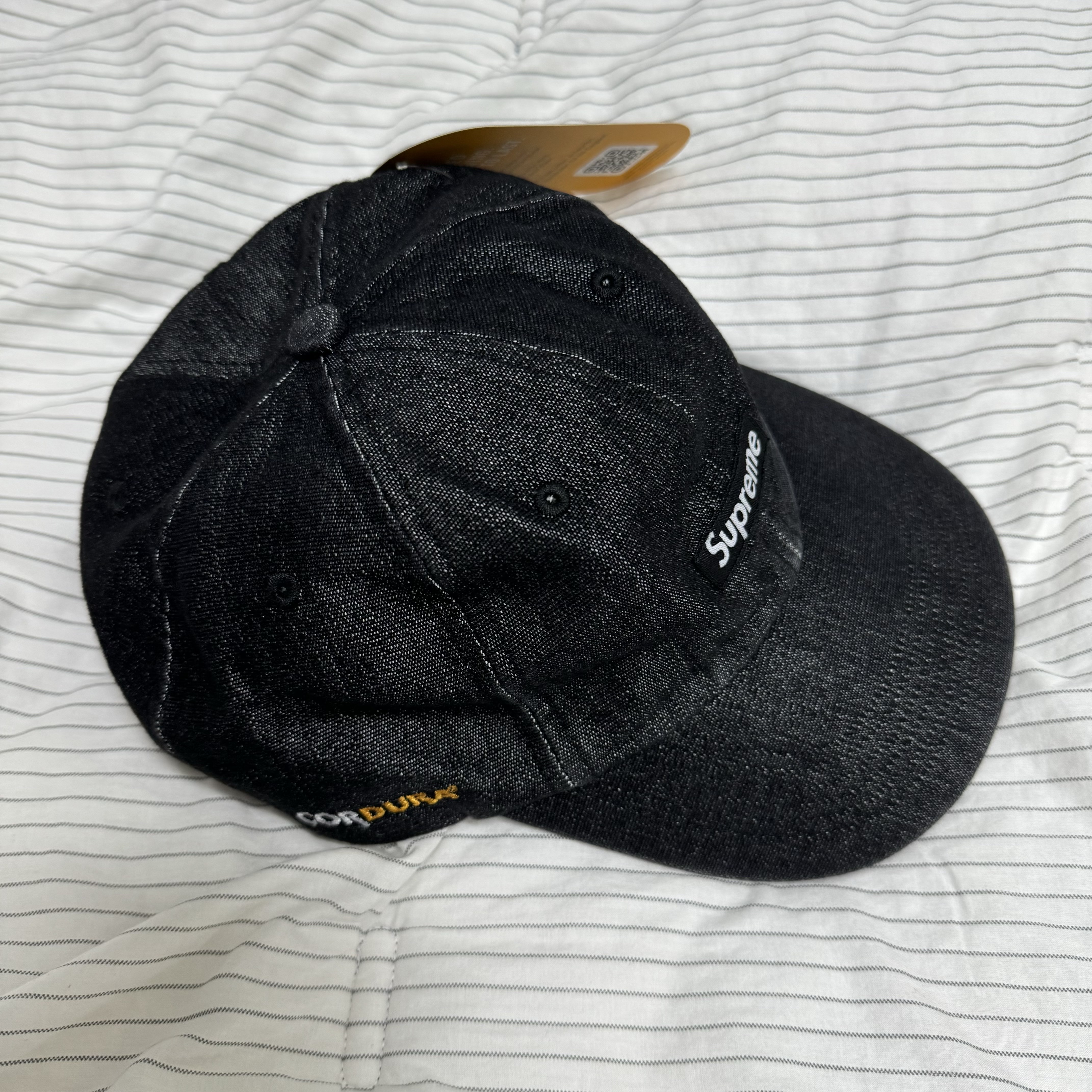 Supreme Cordura Denim Small Box 6-Panel Black - 24SS 착용 스타일 - 3