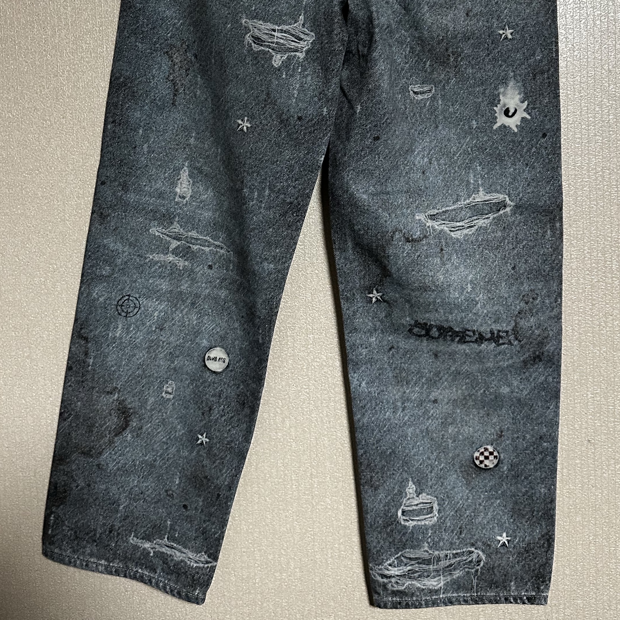 Supreme HJR Trompe L'oeil Loose Fit Jean Blue - 24FW 착용 스타일 - 2
