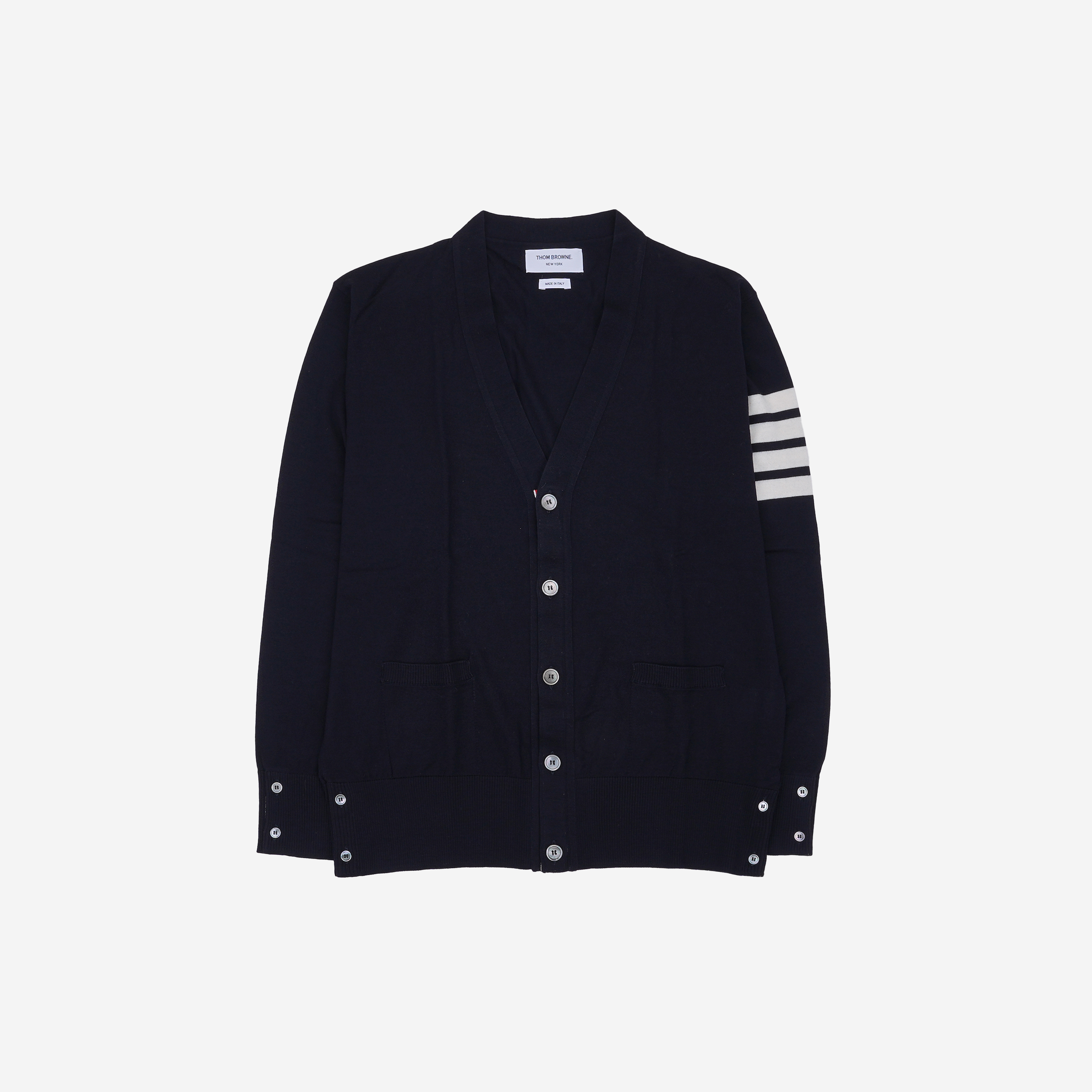 Thom Browne Sustainable Fine Merino Wool 4-Bar Classic Cardigan Navy